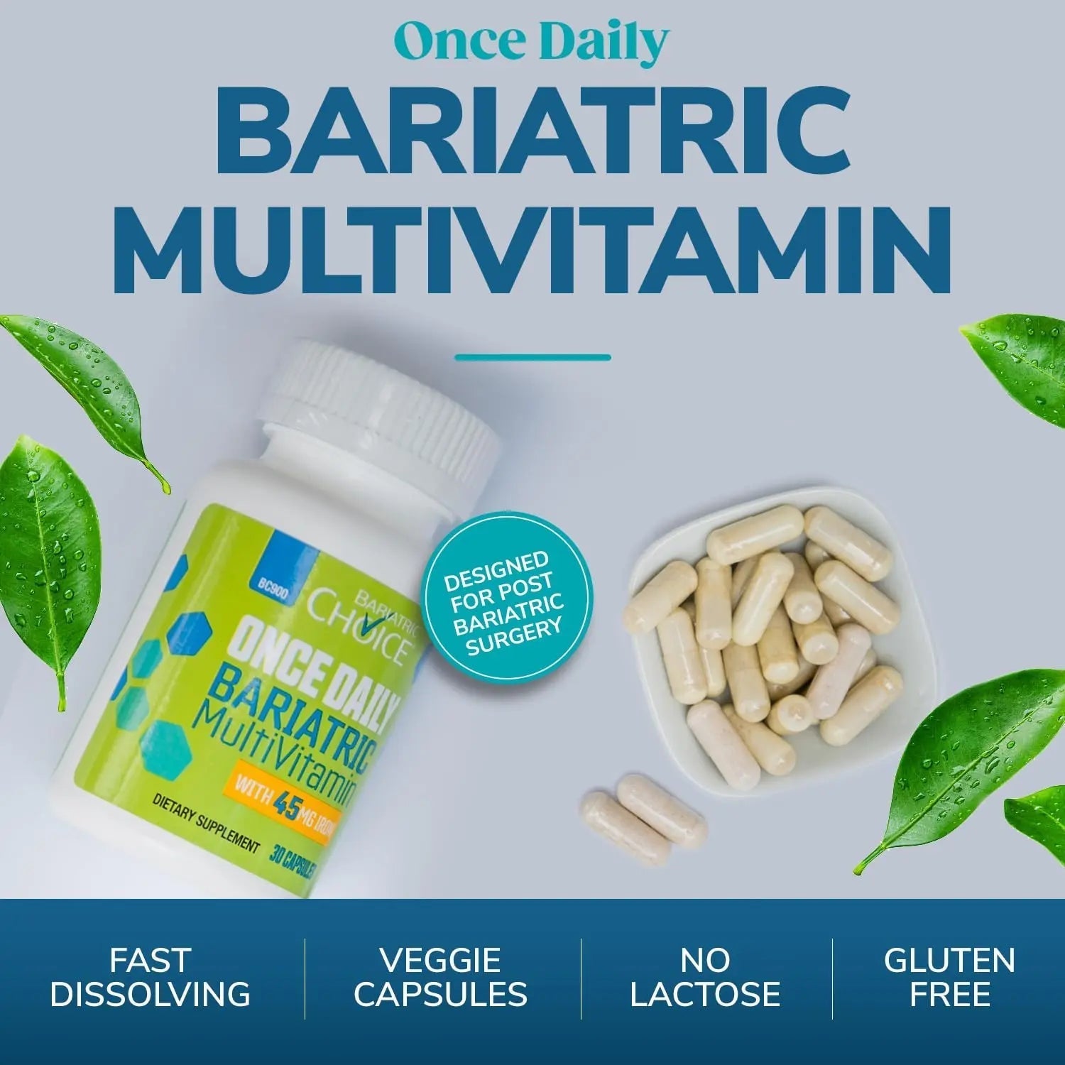 Bariatric Choice Multivitamin & Calcium Bundle (1-Month Supply) | 45mg Iron Multivitamin + 500mg Calcium Citrate with D3 & Probiotics | Bariatric Choice buy supplements canada