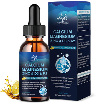 (2 Pack) 10 in 1 Magnesium Calcium Zinc Supplement with Vitamin C D3 K2, Glycinate Mag Vegan Liquid Drops Plus L-Theanine Boron Sea Moss Extract, Immune Support PAYAOCZ buy supplements canada