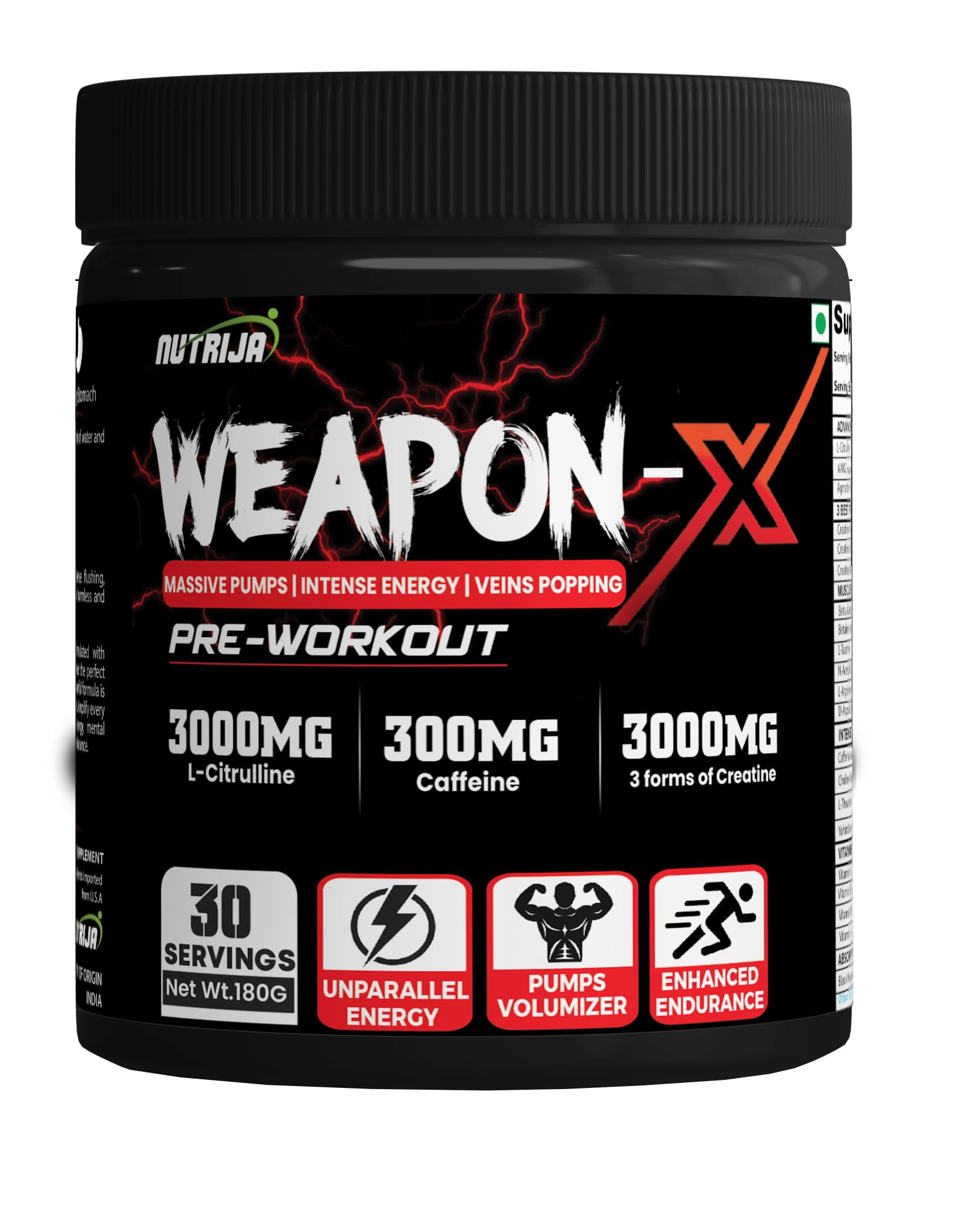 NutriJa Weapon-X Pre-Workout Powder with 21 Active Ingredients - 3 Best Forms of Creatine NutriJa buy supplements canada