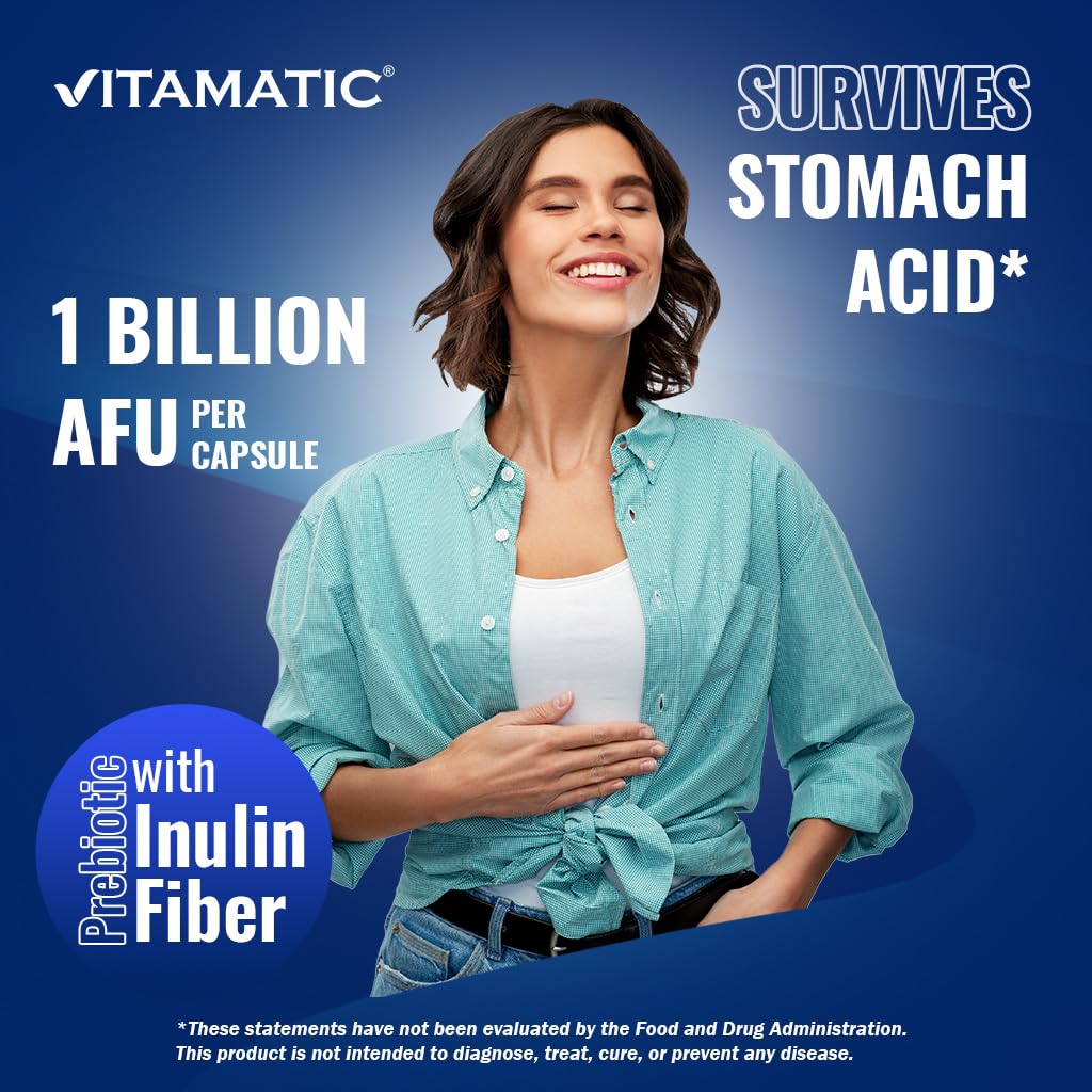 Vitamatic Akkermansia Muciniphila Gut Health - 60 DR Capsules (Delayed Released) - Made with Prebiotic Inulin Fiber Vitamatic buy supplements canada