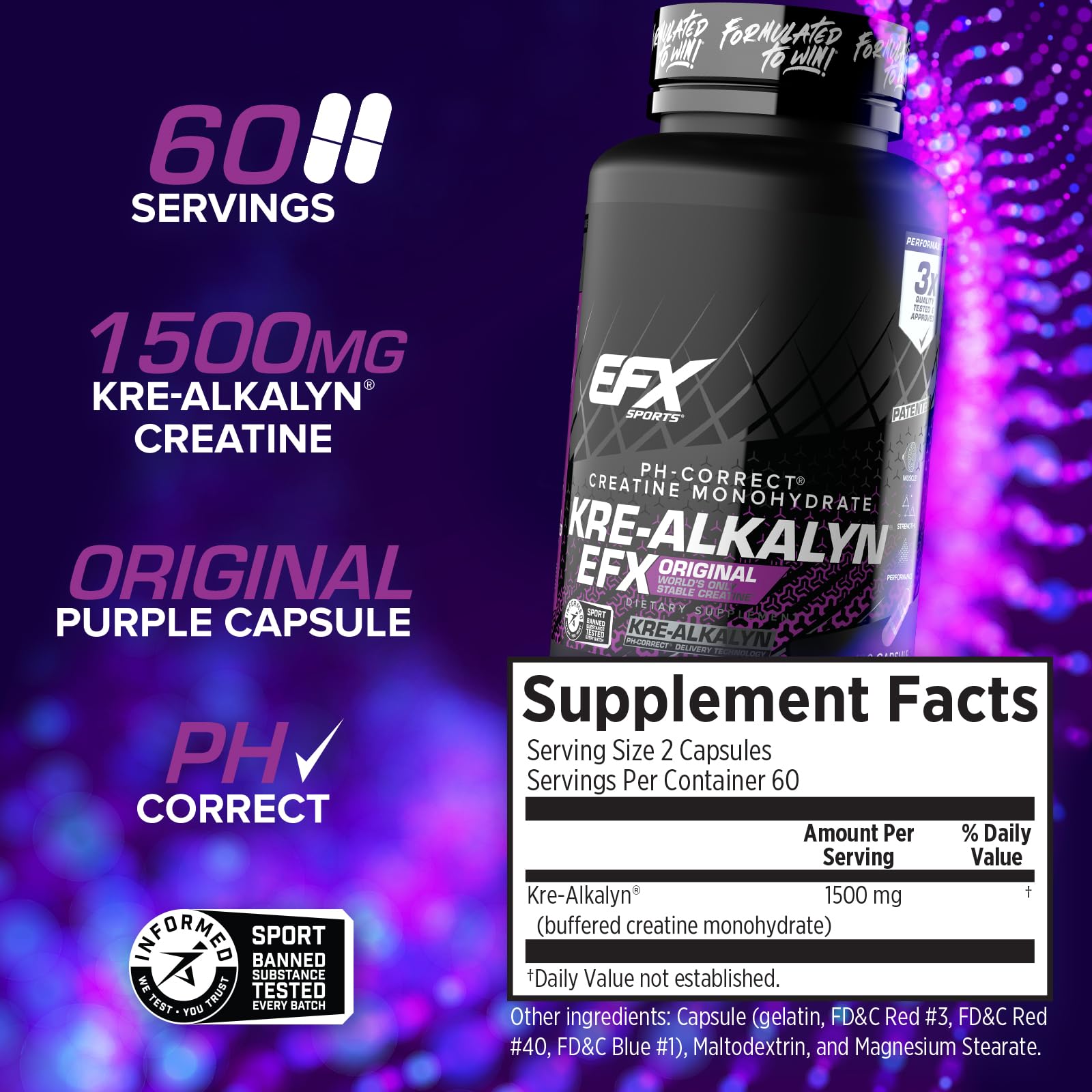 EFX Sports Kre-Alkalyn EFX | pH Correct Creatine Monohydrate Pill Supplement | Strength, Muscle Growth & Performance EFX Sports buy supplements canada