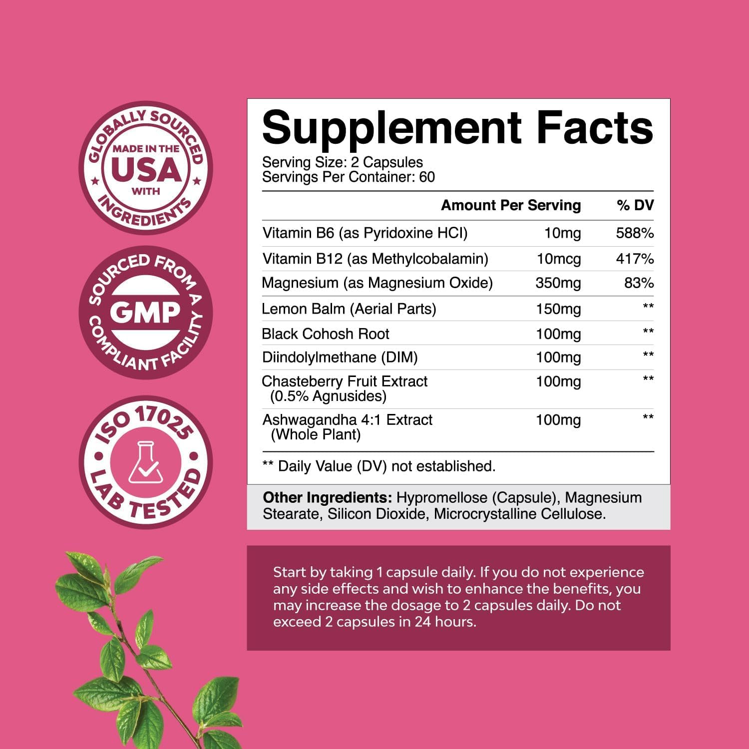 PMS Support Supplement for Women – Hormone Balance for Women & Menstrual Discomfort with DIM, Chasteberry, Black Cohosh & Ashwagandha - for Period Cramps Ease, Menopause Bloating, Mood Swing – 120 Ct Natures Craft buy supplements canada