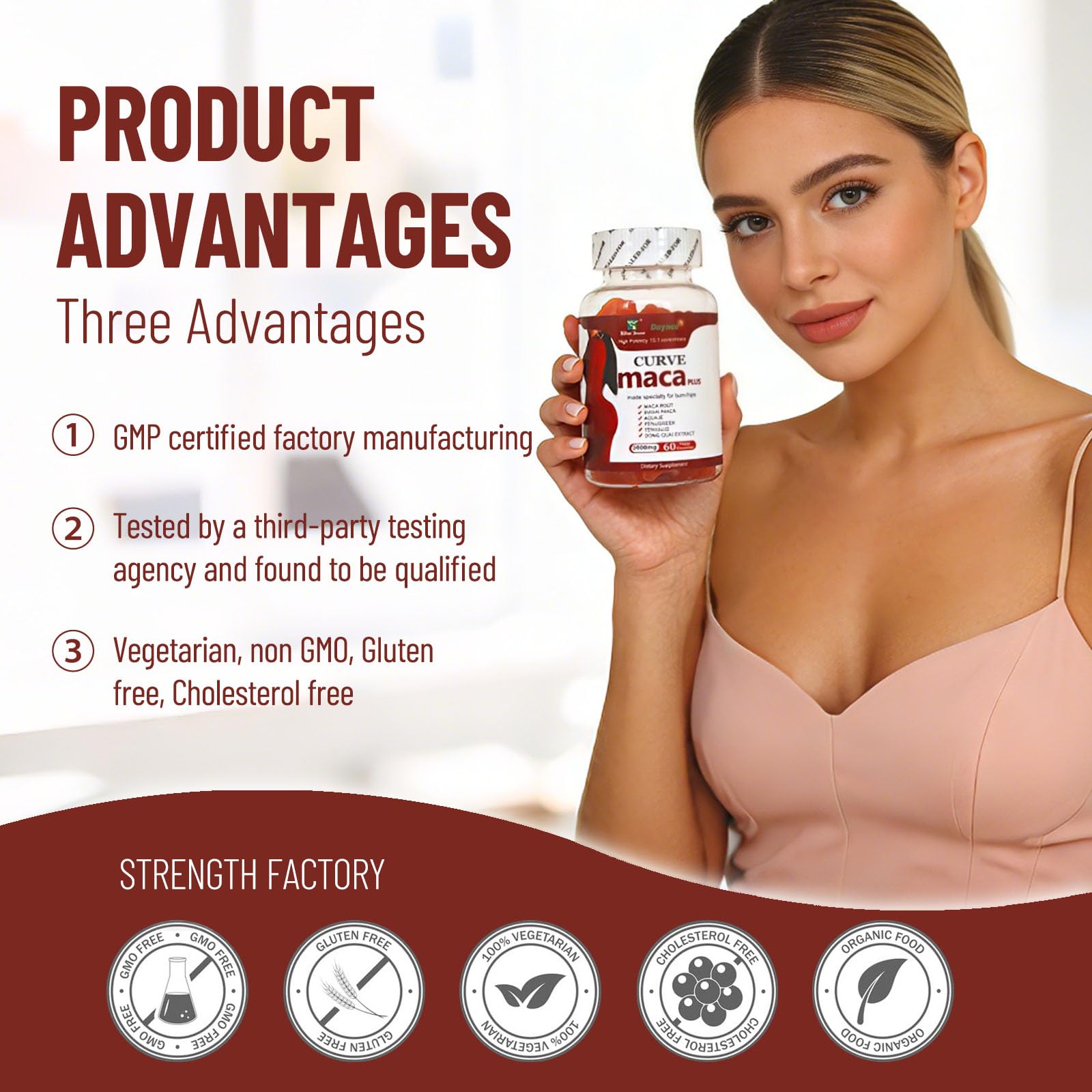 Wins Town Maca Plus Gummies 3000mg, Glute Boost Vitamins for Women, Supports Curves, Energy & Skin Health, Strawberry Flavor, Vegan, 60 Count Wins Town buy supplements canada