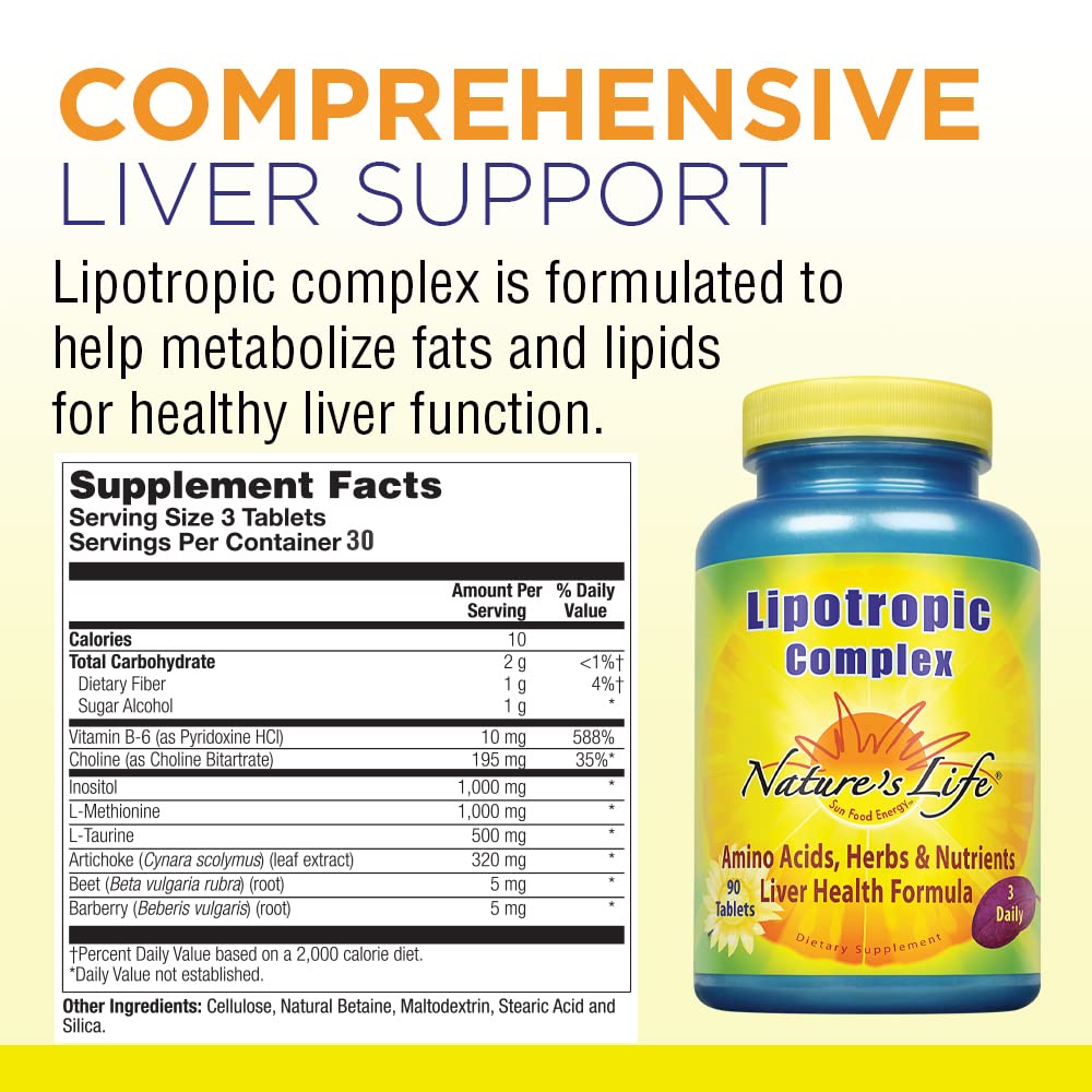 Nature's Life Lipotropic Complex | Comprehensive Support for Healthy Liver Function | with Choline & Inositol | Non-GMO | 90 Vegetarian Tablets Nature's Life buy supplements canada