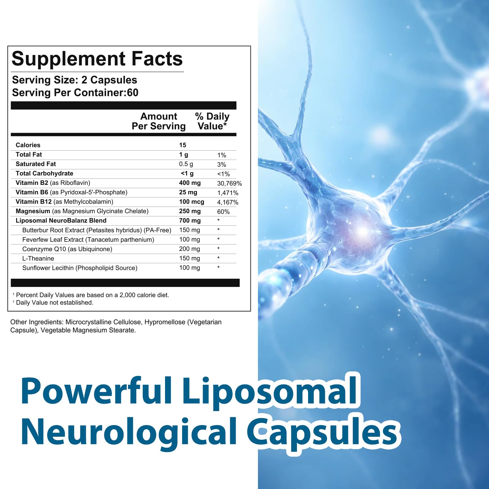 DQQI Migraine Relief Supplement | 120 Capsules Liposomal Neurological Health Formula with Magnesium Glycinate, Riboflavin (Vitamin B2) & Feverfew | Daily Brain Function DQQI buy supplements canada