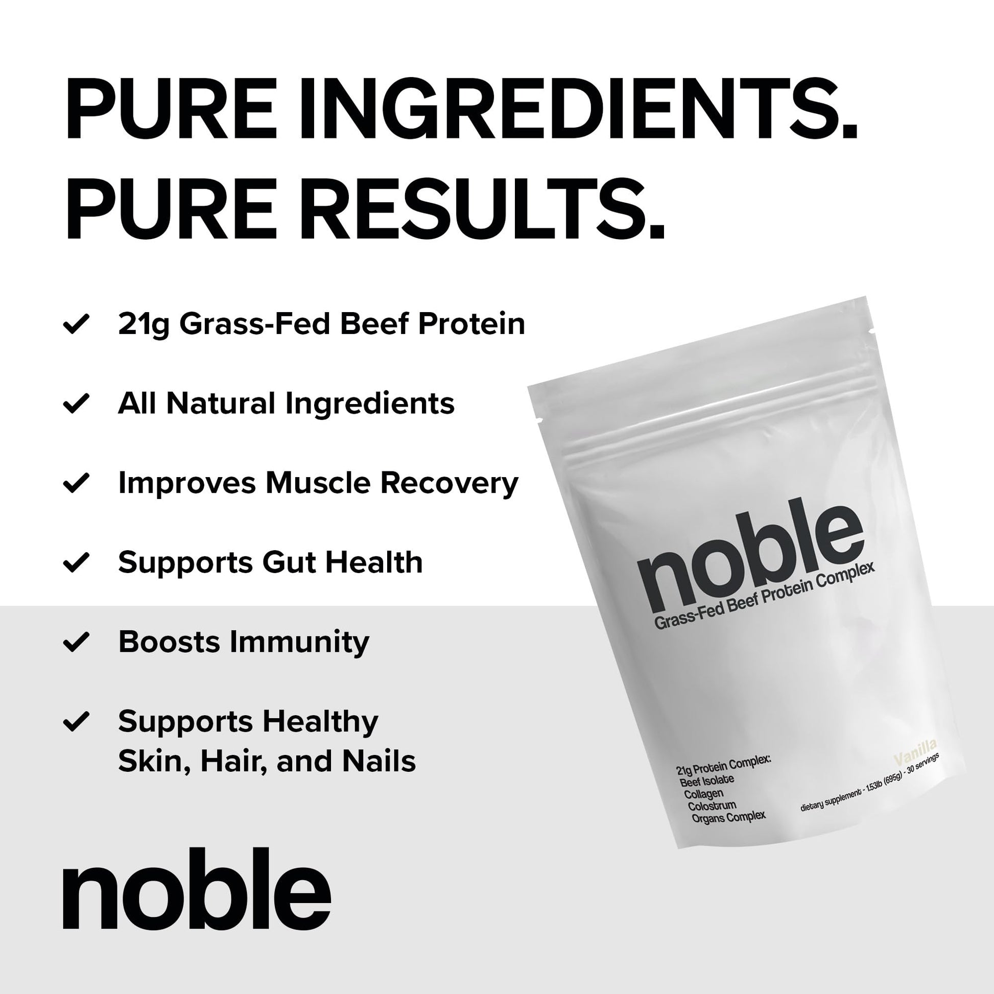 Noble Grass Fed Beef Protein Powder | Beef Protein w/Collagen, Colostrum, Organ Blend | Carnivore, Keto Friendly | Whey, Gluten Free | Muscle, Gut Health, Skin, Joint Support | 30 Servings, Vanilla Noble Origins buy supplements canada