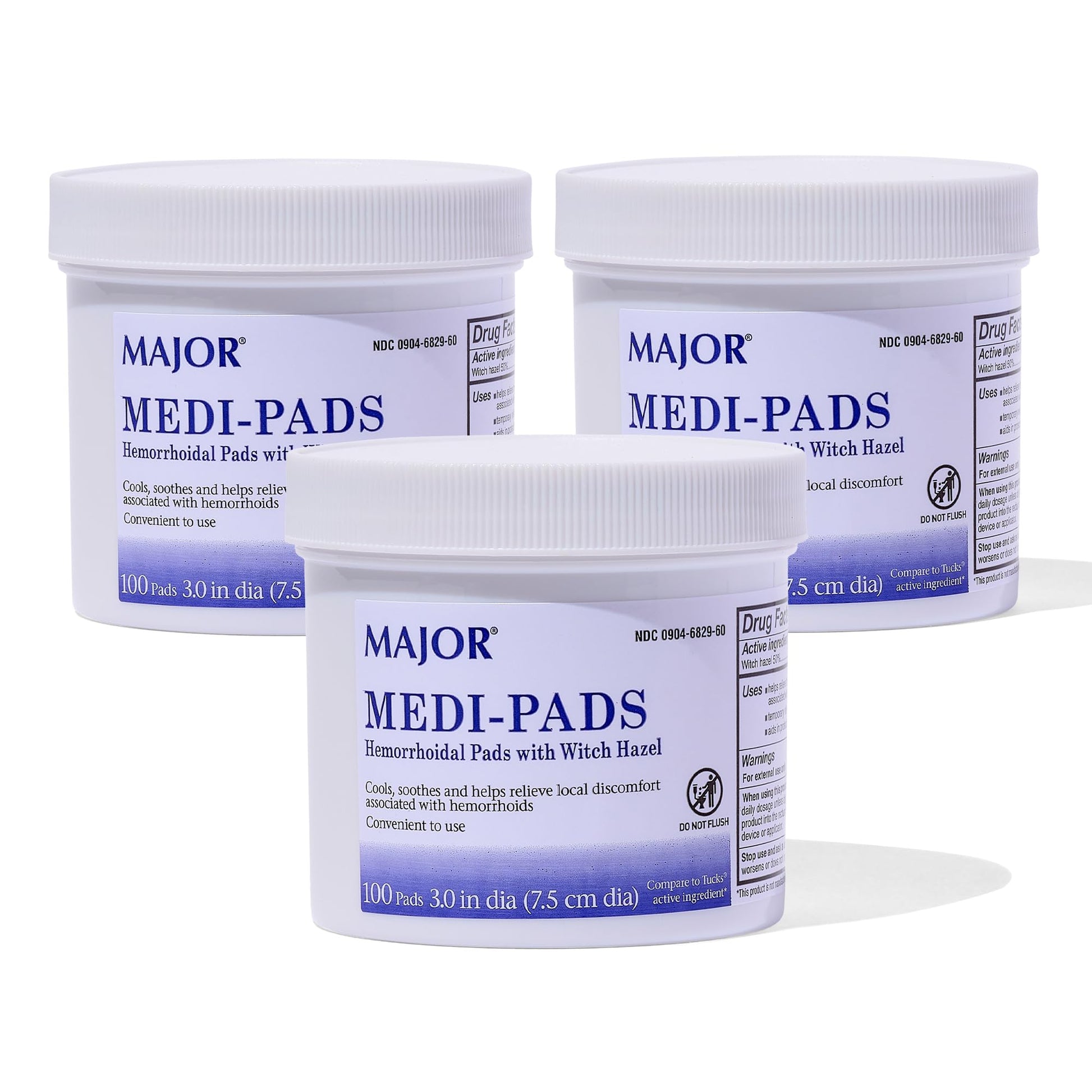 MAJOR Medi-Pads - Hemorrhoidal Hygienic Cleansing Witch Hazel Pads - Cooling Relief with Aloe - 100 Count Jar (3 Pack) MAJOR buy supplements canada
