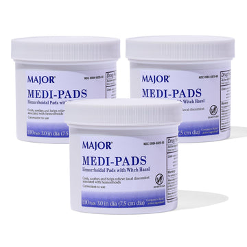 MAJOR Medi-Pads - Hemorrhoidal Hygienic Cleansing Witch Hazel Pads - Cooling Relief with Aloe - 100 Count Jar (3 Pack) MAJOR buy supplements canada