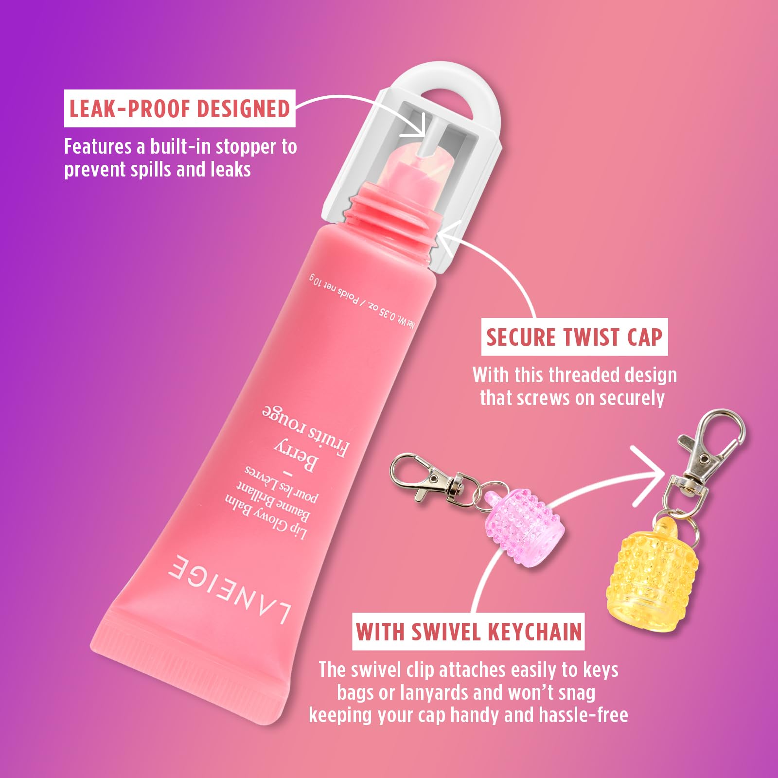Lip Balm Keychain Cap for Laneige, Summer Friday and Glossier, Lip Balm Holder for Lanyard or Bag, Lip Gloss Keychain for Women,Replacement Cap with Stopper Prevent Spills Cupoita buy supplements canada