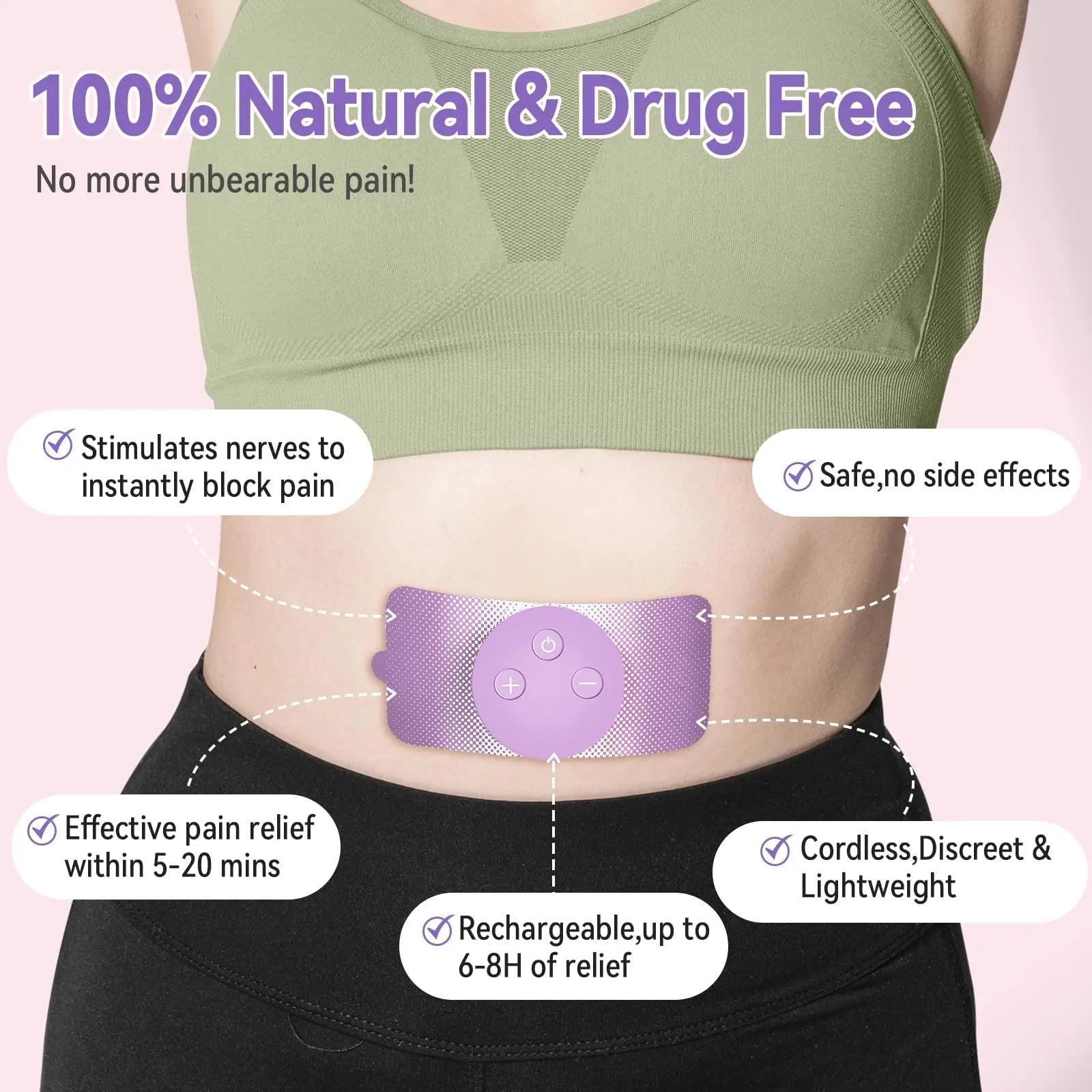 JUSTWILL Wireless Portable Period Cramps Pain Relief Simulator with 3 Modes 30 Intensity Rechargeable TENS Unit for Menstrual Cramp Relief Home Medical Device,Gift for Women Wife Girlfriend Girl JUSTWILL buy supplements canada