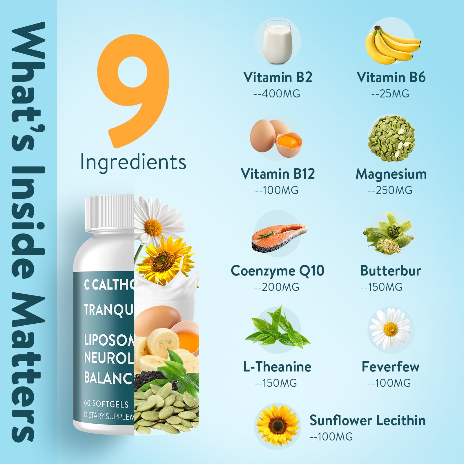 C Calthorvitana Migraine Relief Supplement – Liposomal Riboflavin, Vitamin B2 B6 & B12, Magnesium, CoQ10, L-Theanine, PA-Free Butterbur & Feverfew – Natural Head & Nerve – 60 Softgels C Calthorvitana buy supplements canada