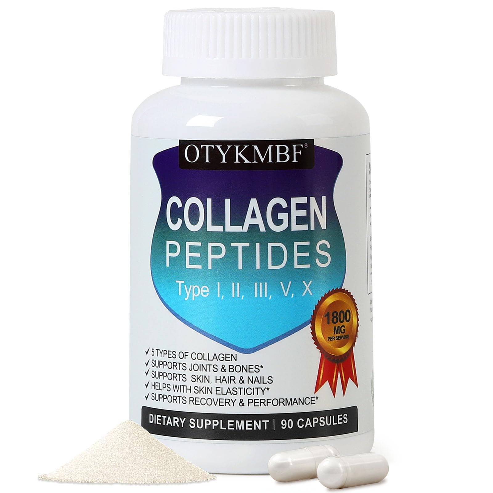 OTYKMBF Multi Collagen Peptides Pills 1800mg, Type I, II, III, V, X - Hydrolyzed Premium Collagen Complex Supports Skin, Joints, Hair & Nails, Hydrolyzed Protein for Women Men, 90 Capsules OTYKMBF buy supplements canada
