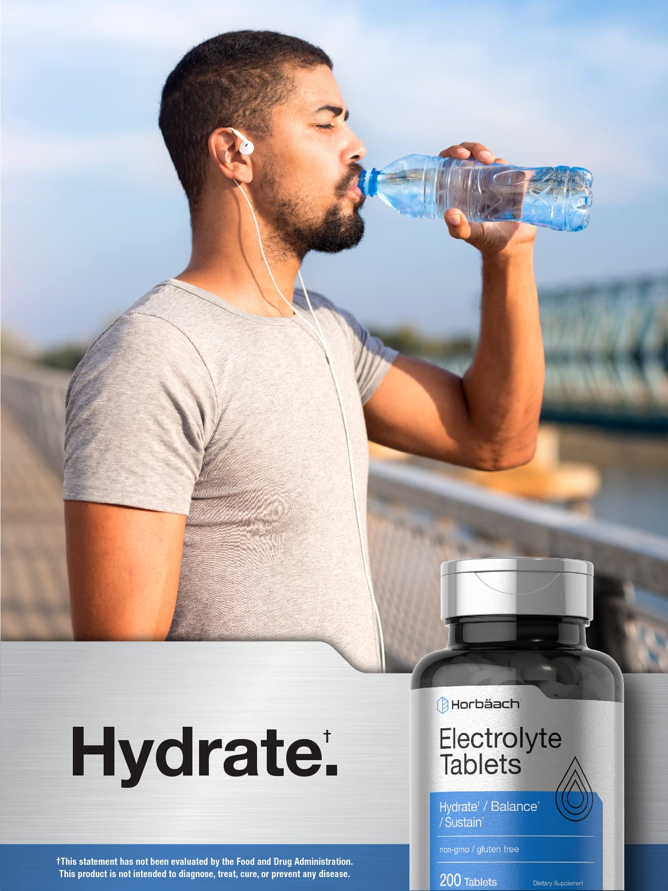 Horbäach Electrolyte Tablets | 200 Count | Helps Hydrate, Balance, & Sustain | with Calcium, Magnesium, Chloride, Sodium and Potassium | Vegetarian, Non-GMO & Gluten Free Horbäach buy supplements canada