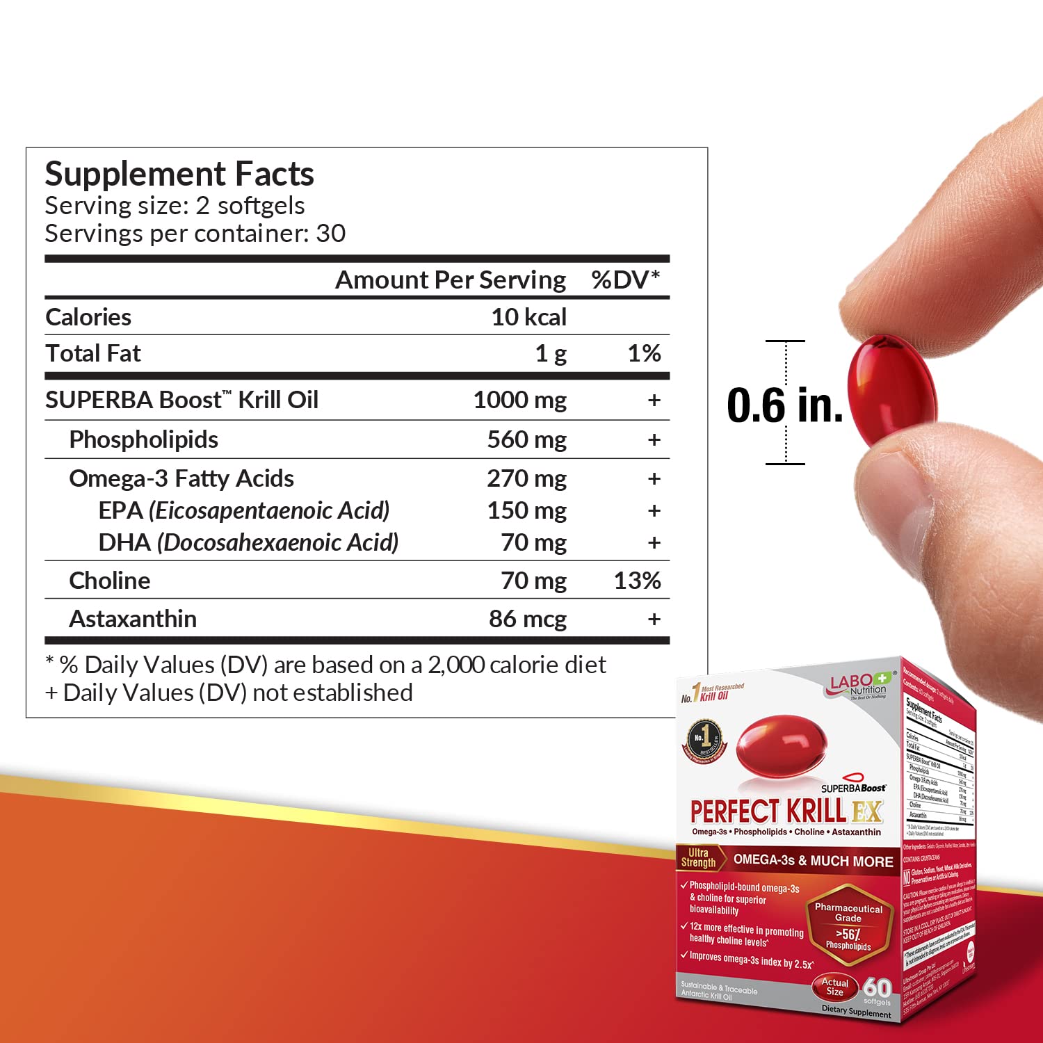 LABO Nutrition Perfect Krill EX, The Purest Ultra Strength Antarctic Krill Oil, Highest Phosph LABO Nutrition buy supplements canada