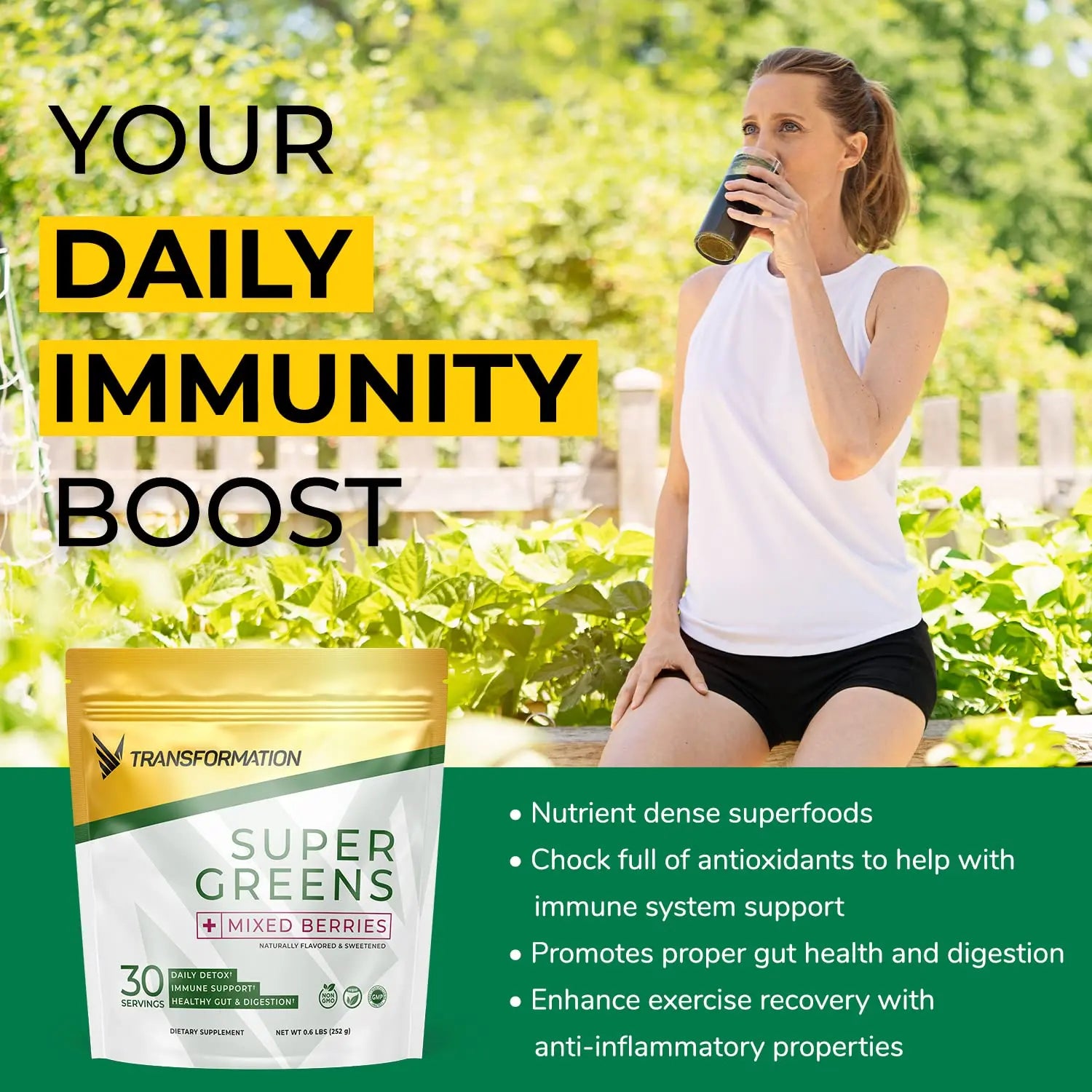 Transformation Super Greens Superfood Powder & Performance Insulated Shaker Bottle | Immune & Energy Support | Made with Natural Ingredients | Detoxifying & Alkalizing Minerals SPR BODY buy supplements canada