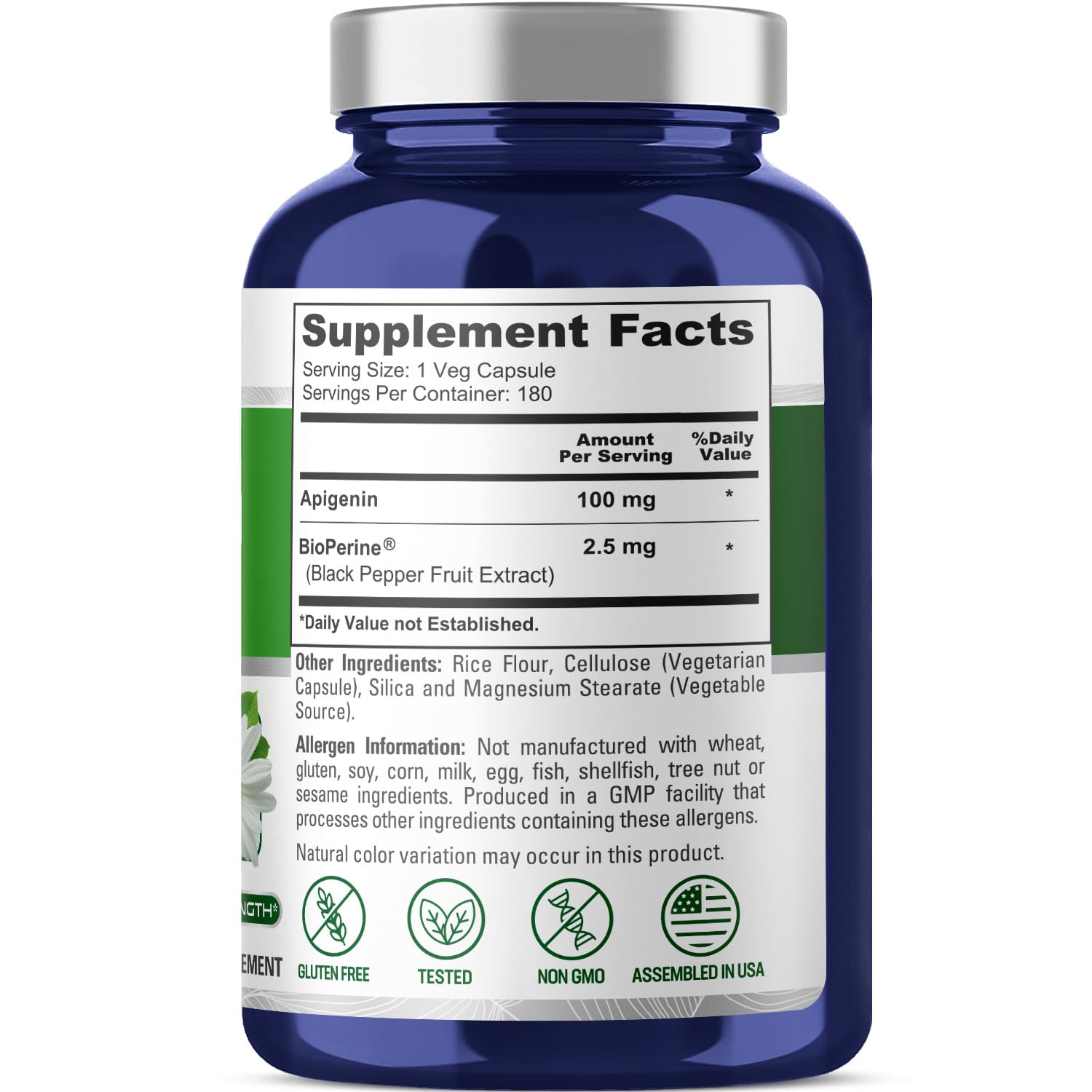 NusaPure Apigenin 100 mg per Capsule 180 Vcaps - Bioperine (Non-GMO, Gluten Free) NusaPure buy supplements canada