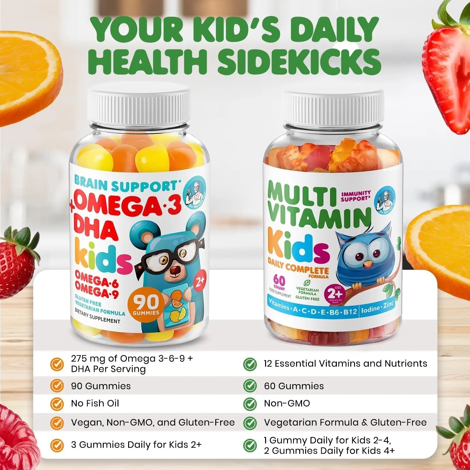 DR. MORITZ Omega 3 Gummies (90 Count) and Kids Multivitamin Gummies Bundle (60 Count) - for Daily Health Support - Vegan DHA Omega 3 for Kids DR. MORITZ buy supplements canada