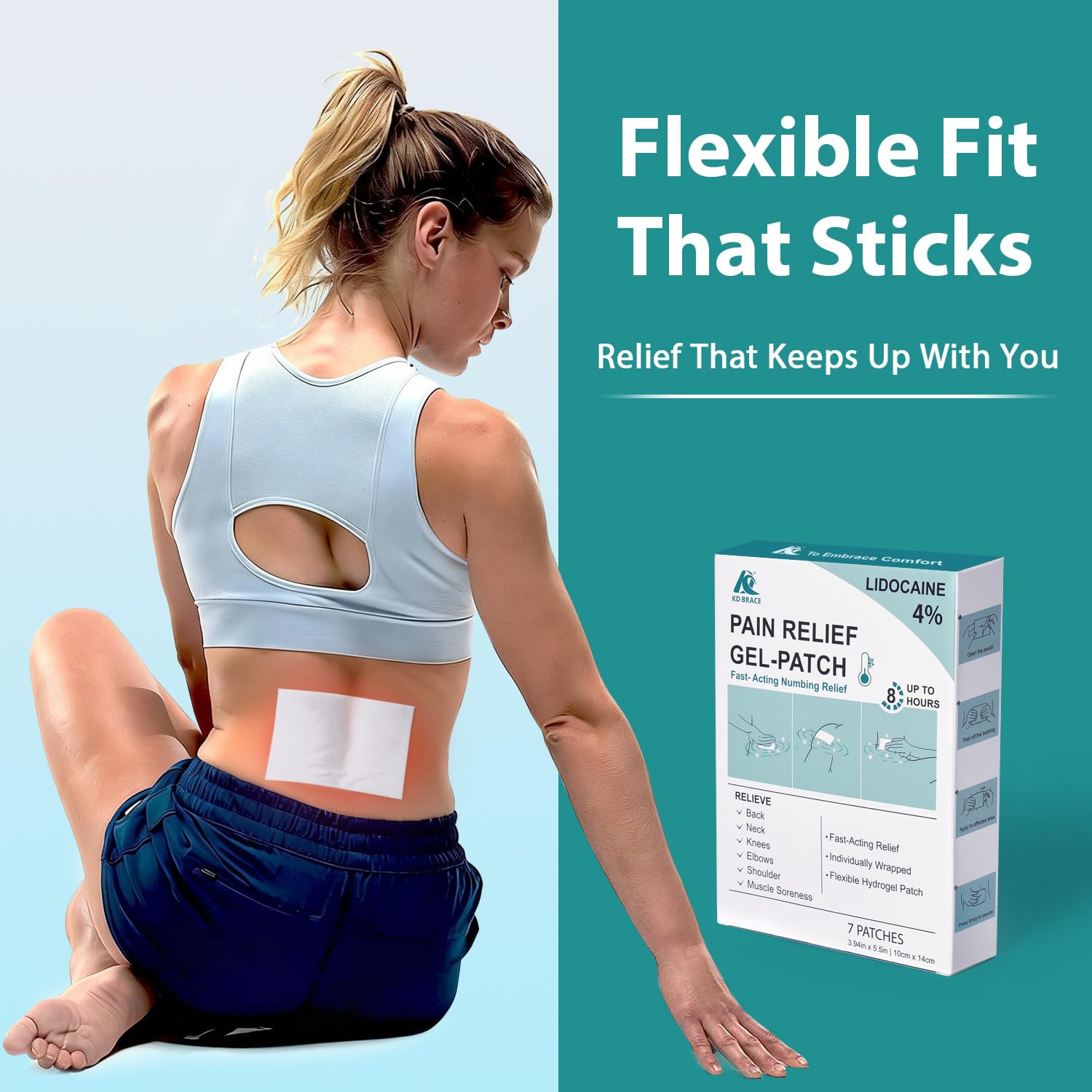 KD 4% Lidocaine Pain Relief Patches: Maximum Strength Lidocaine Patch for Back, Neck, Shoulder, Knee Pain, and Muscle Soreness – Large 3.9” x 5.5” (7 Count) KD buy supplements canada