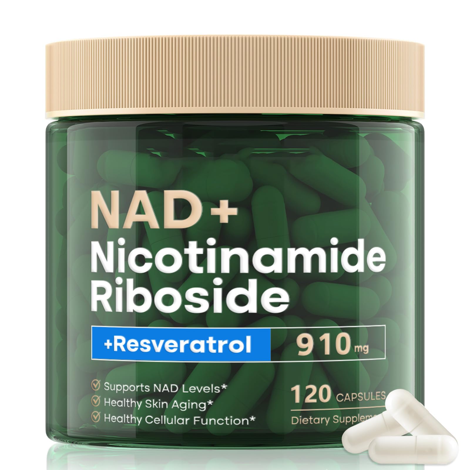 NAD Supplement 120 Capsules, Liposomal Nicotinamide Riboside, Resveratrol, Quercetin, NAD Nicotinamide Riboside Resveratrol 910mg for Women & Men, NAD Supplement for Anti Aging and Cell Regeneration RHBESTOK buy supplements canada