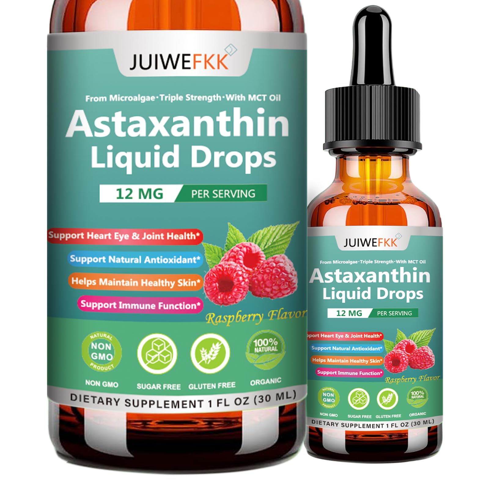 JUIWEFKK Astaxanthin Supplement 12mg Liquid Drops, Premium Natural Astaxanthin Antioxidant from Fresh Microalgae Source w. Mct Oi for Eye Immune Joint Skin Health, Liquid Formula for Max Absorption JUIWEFKK buy supplements canada