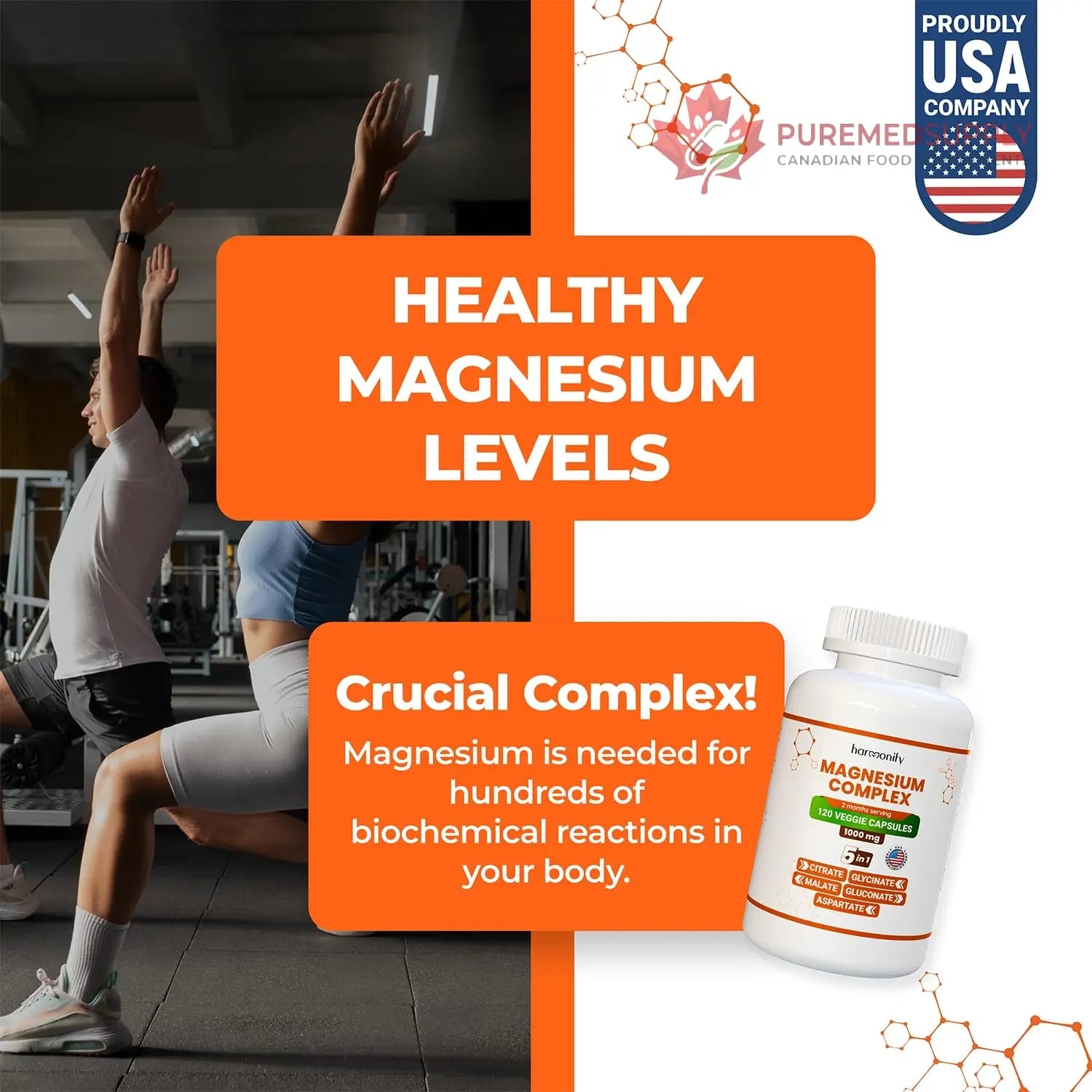 HARMONIFY Magnesium Glycinate Citrate Malate Aspartate Gluconate, 5 in 1 Formula, 120 Purified Veggie Capsule, 1000 mg, Gluten Free, Non-GMO, 60 Days Serving HARMONIFY buy supplements canada