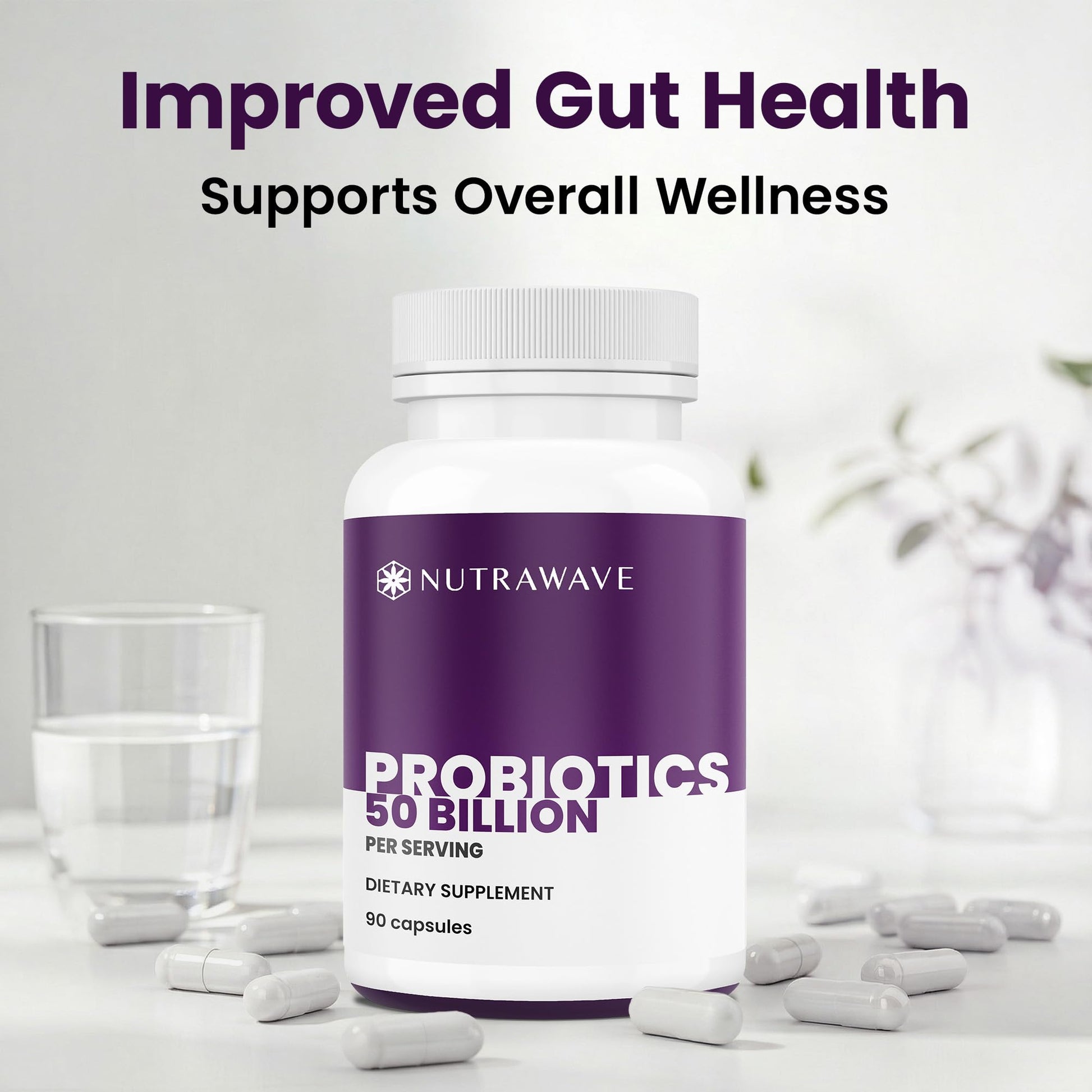 Nutrawave 50 Billion Probiotics for Women & Men, 15 Strains Active Culture. Relieves Bloating & Constipation, Improved Digestion & Gut Health Supplement, Vegan. 60 Powerful Small Capsules. Nutra Wave buy supplements canada