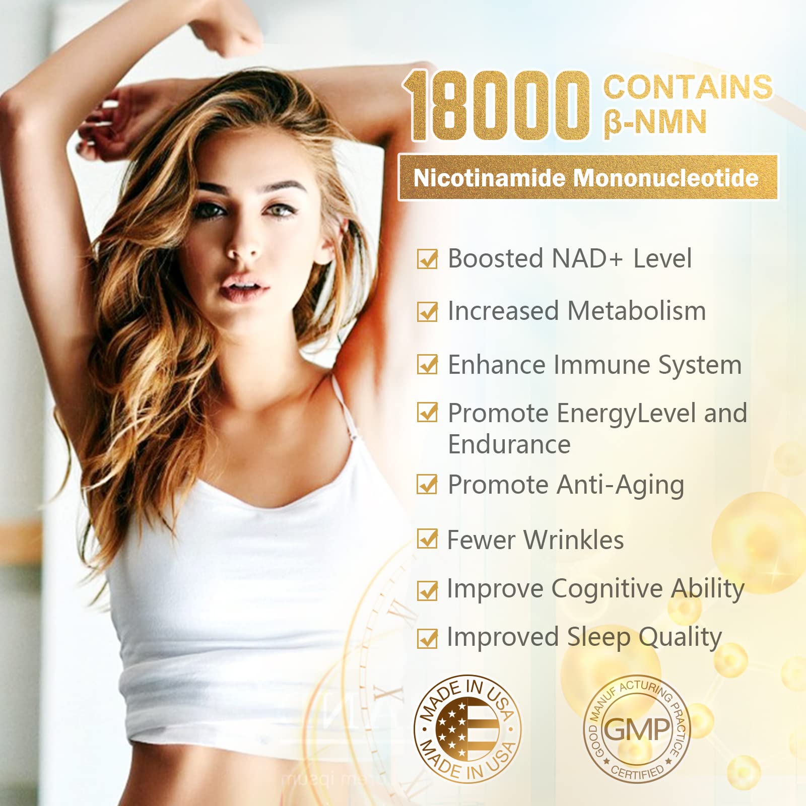 KFG NMN 18000 - NMN Nicotinamide Mononucleotide Supplement with Resveratrol, Stabilized Form & 99% High Purity to Boost NAD+ Levels for DNA Repair Supplement,for Healthy Aging,60 Capsules KFG buy supplements canada