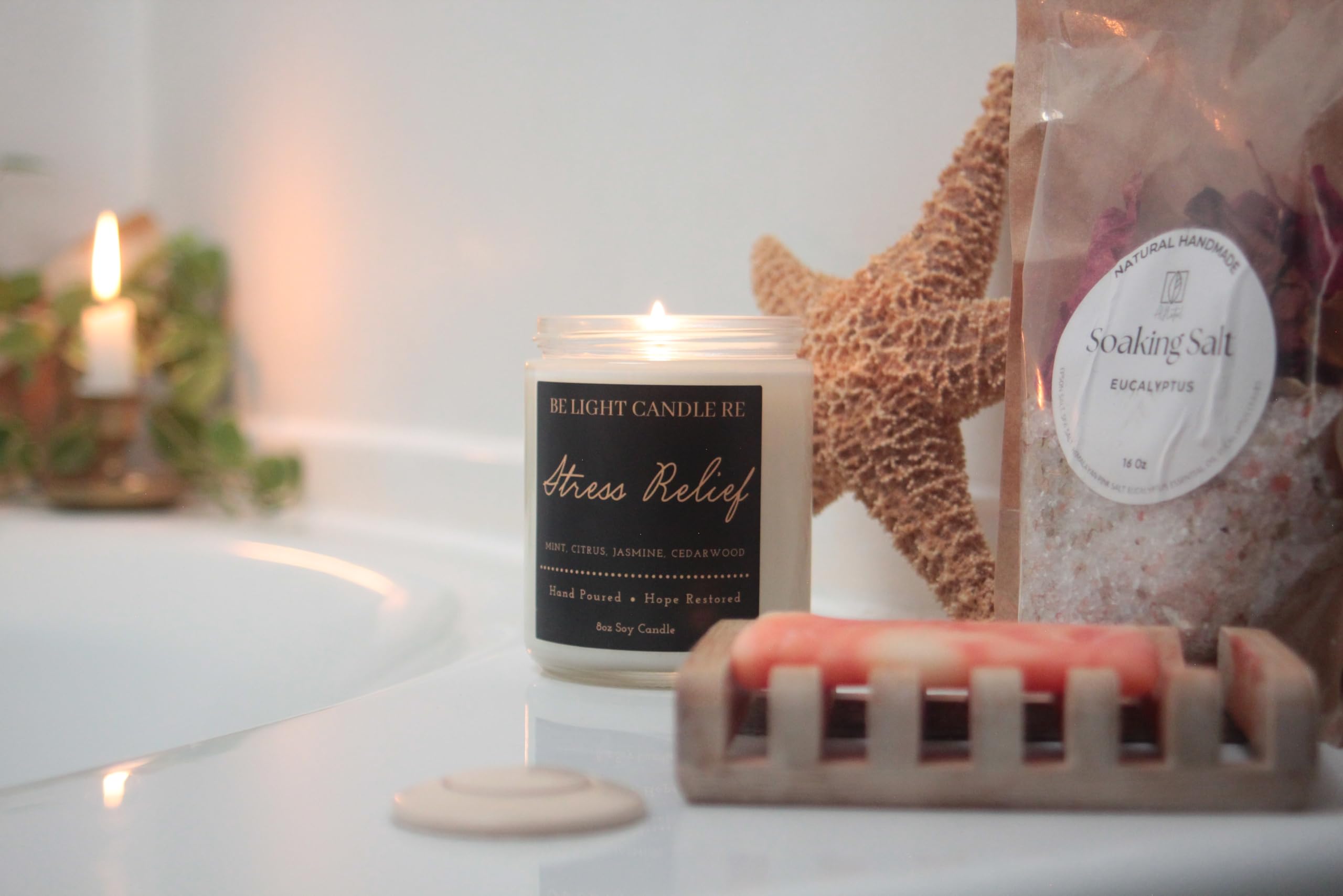 Stress Relief Candle | Purpose-Driven Soy Candles | Scented Candle for Home | 8oz Long Lasting Candle Be Light Candle RE buy supplements canada