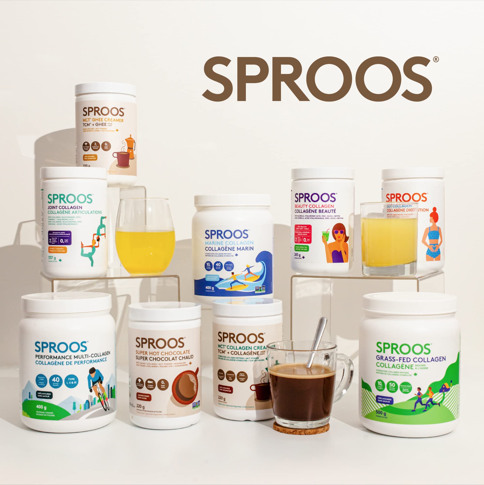 SPROOS - MCT Collagen Creamer - Beverage Powder - Hydrolised Collagen Peptides & MCT Powder - Healthy Fats SPROOS buy supplements canada