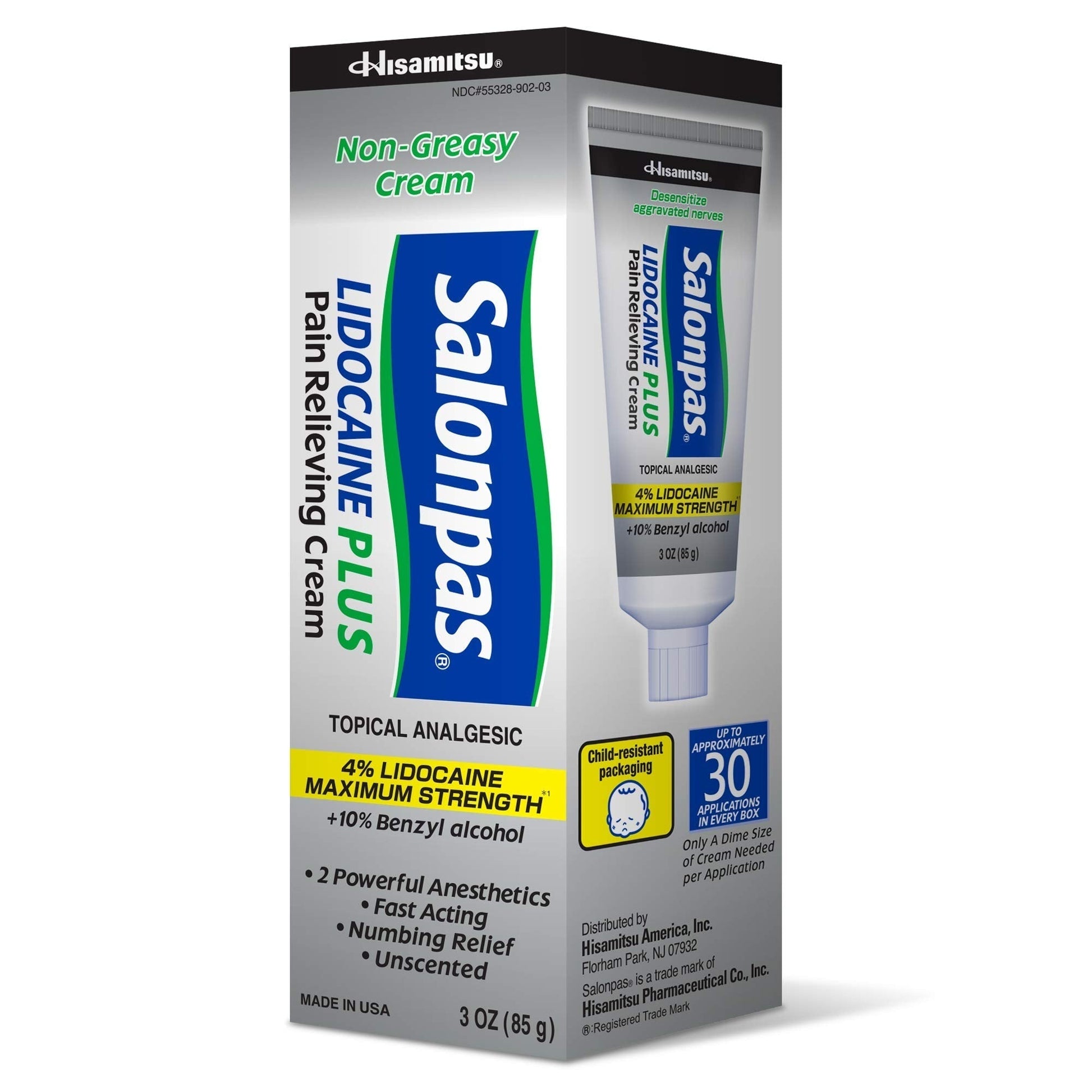 Salonpas Lidocaine Plus Pain Relieving Cream, 3 Ounce Tube Salonpas buy supplements canada