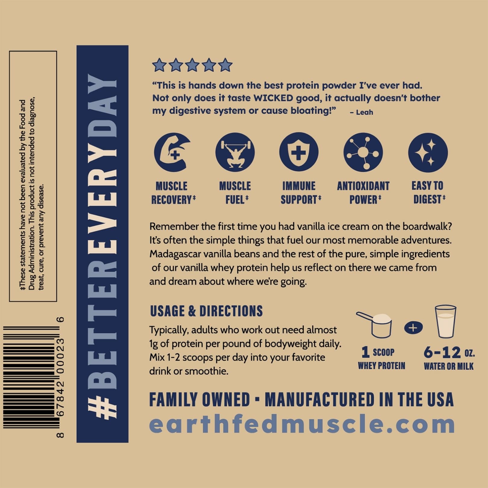 Earth Fed Muscle Whey Back Irish Grass Fed Whey Protein Isolate, Third-Party Certified. 25g Protein, Vanilla - Non-GMO, Hormone Free, Soy Free, Gluten Free - 2 LB, 29 Servings Earth Fed Muscle buy supplements canada
