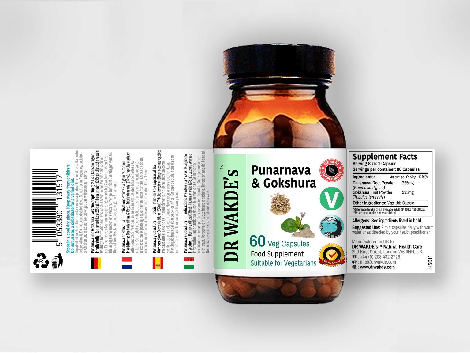 DR WAKDE's Punarnava & Gokshura Capsules (60 Veg Caps, Promotes Healthy Urinary Flush, Ayurvedic Supplement, Vegan, Herbal, All Natural, Made in UK) DR WAKDE's buy supplements canada