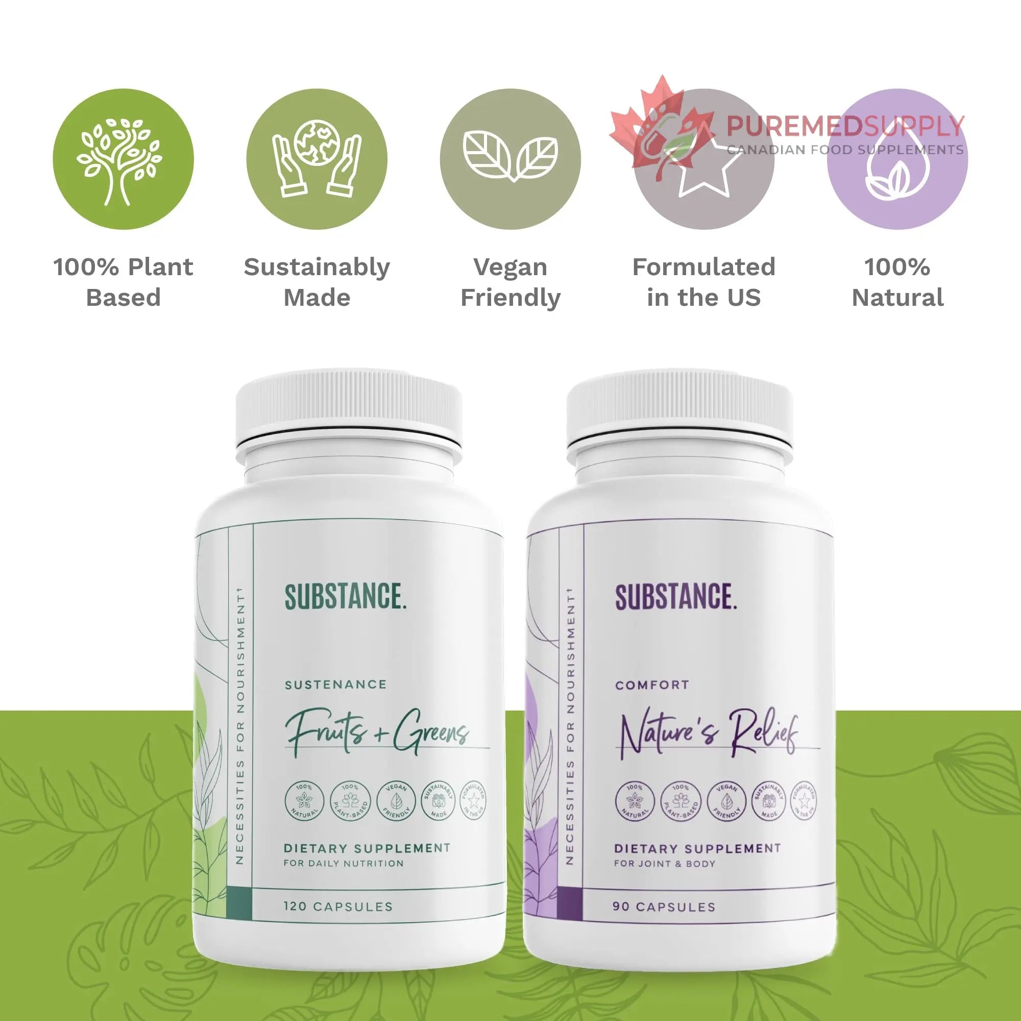 SUBSTANCE. - Ultimate Wellness Bundle | Daily Superfood Nutrition & Joint Support | Greens, Fruits & Veggies + Nature’s Relief | Boost Energy, Mental Clarity & Mobility | Vegan, Non-GMO (30 Servings) SUBSTANCE. buy supplements canada