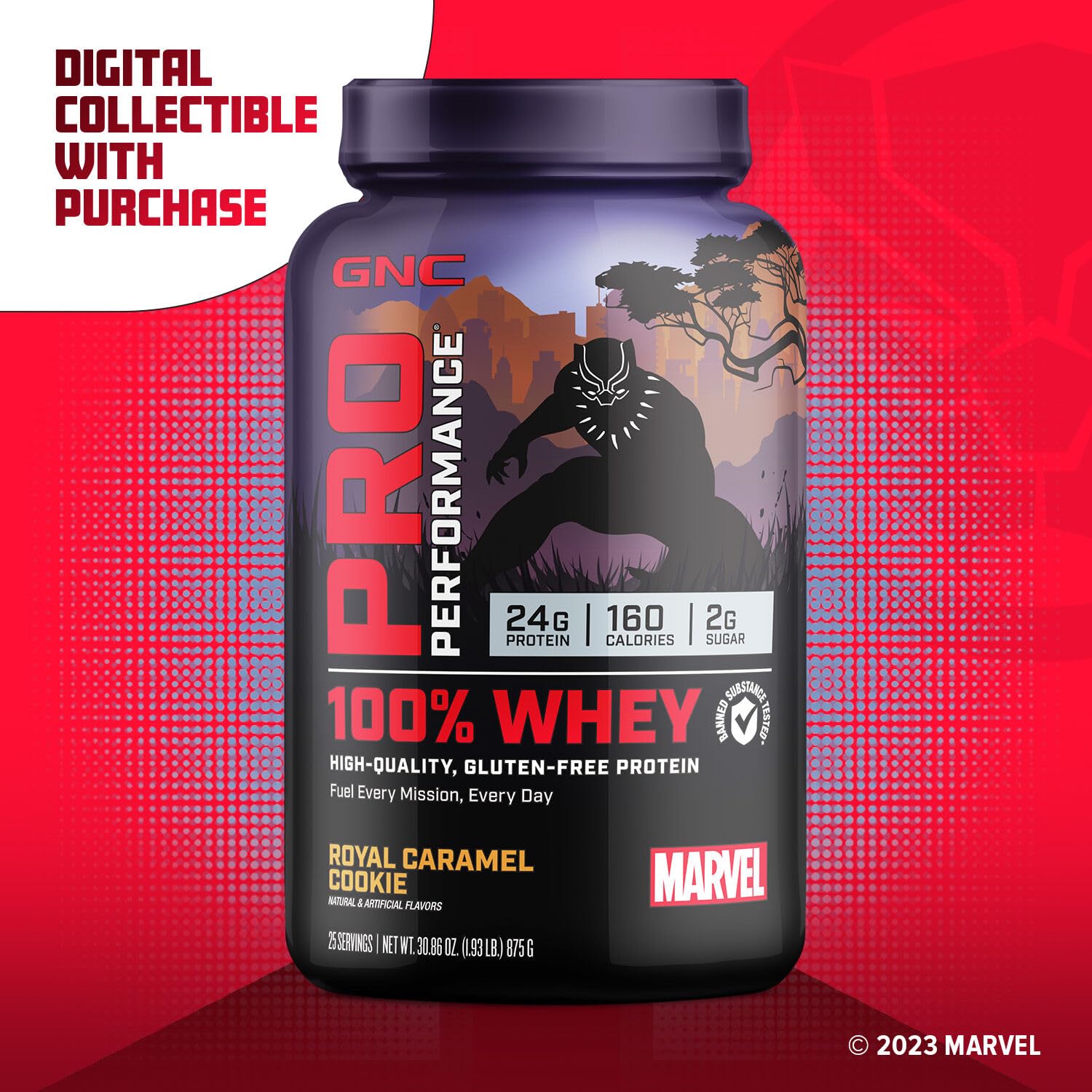 GNC Pro Performance 100% Whey - Marvel: Royal Caramel Cookie - 25 Servings GNC buy supplements canada
