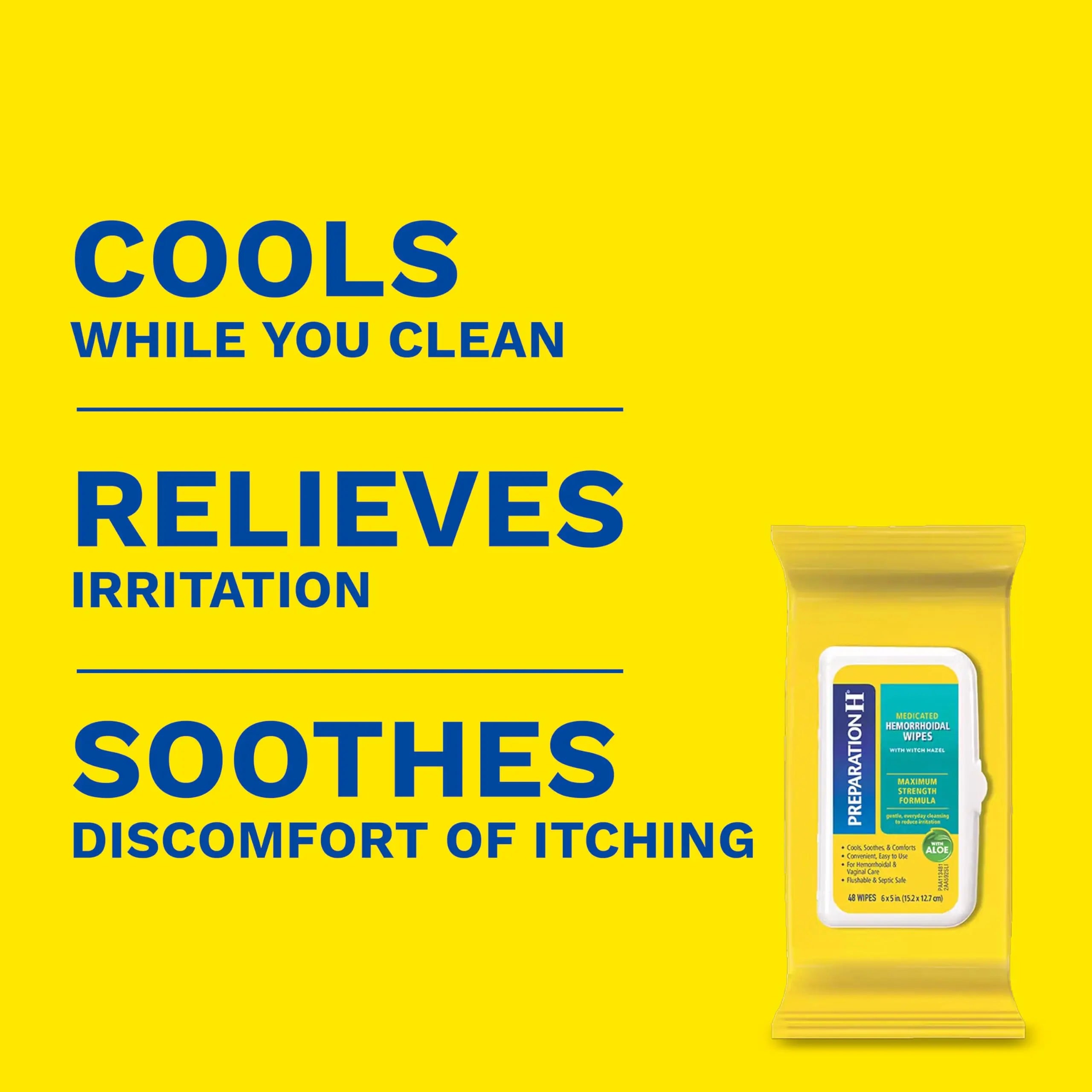 Preparation H Hemorrhoid Flushable Wipes with Witch Hazel for Skin Irritation Relief - 48 Count Preparation H buy supplements canada