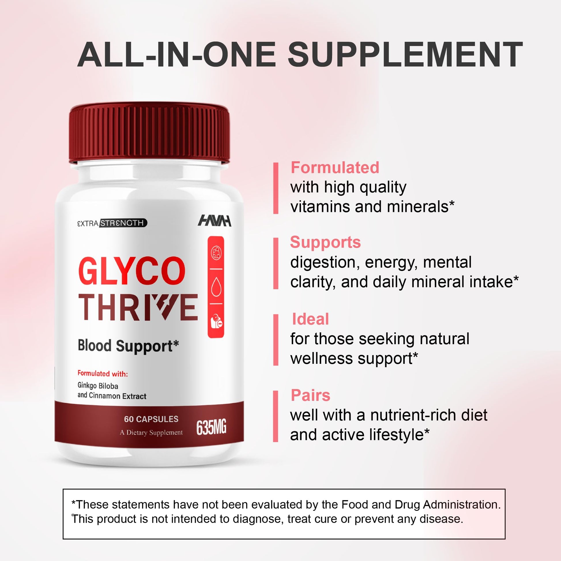 (2 Pack) Glyco Thrive Blood Support GlycoThrive Maximum Strength Capsules, Glyco Thrive Advanced Daily Multivitamin Health and Wellness Supplement, GlycoThrive Health Support Pills (120 Capsules) Havah buy supplements canada