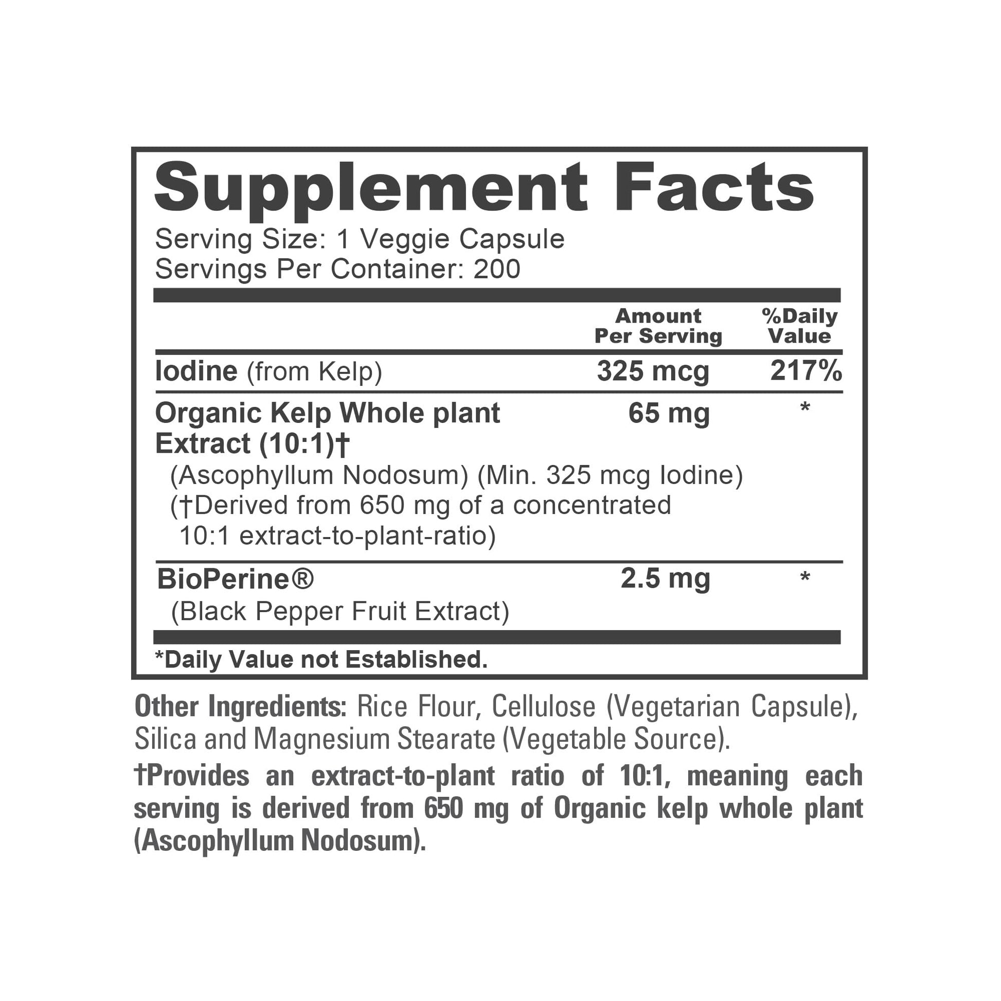 NusaPure Sea Kelp Natural Iodine 325mcg 10:1 Extract, 65 mg Equivalent to 650 mg Capsule 200 Count (Non-GMO, Vegan) NusaPure buy supplements canada