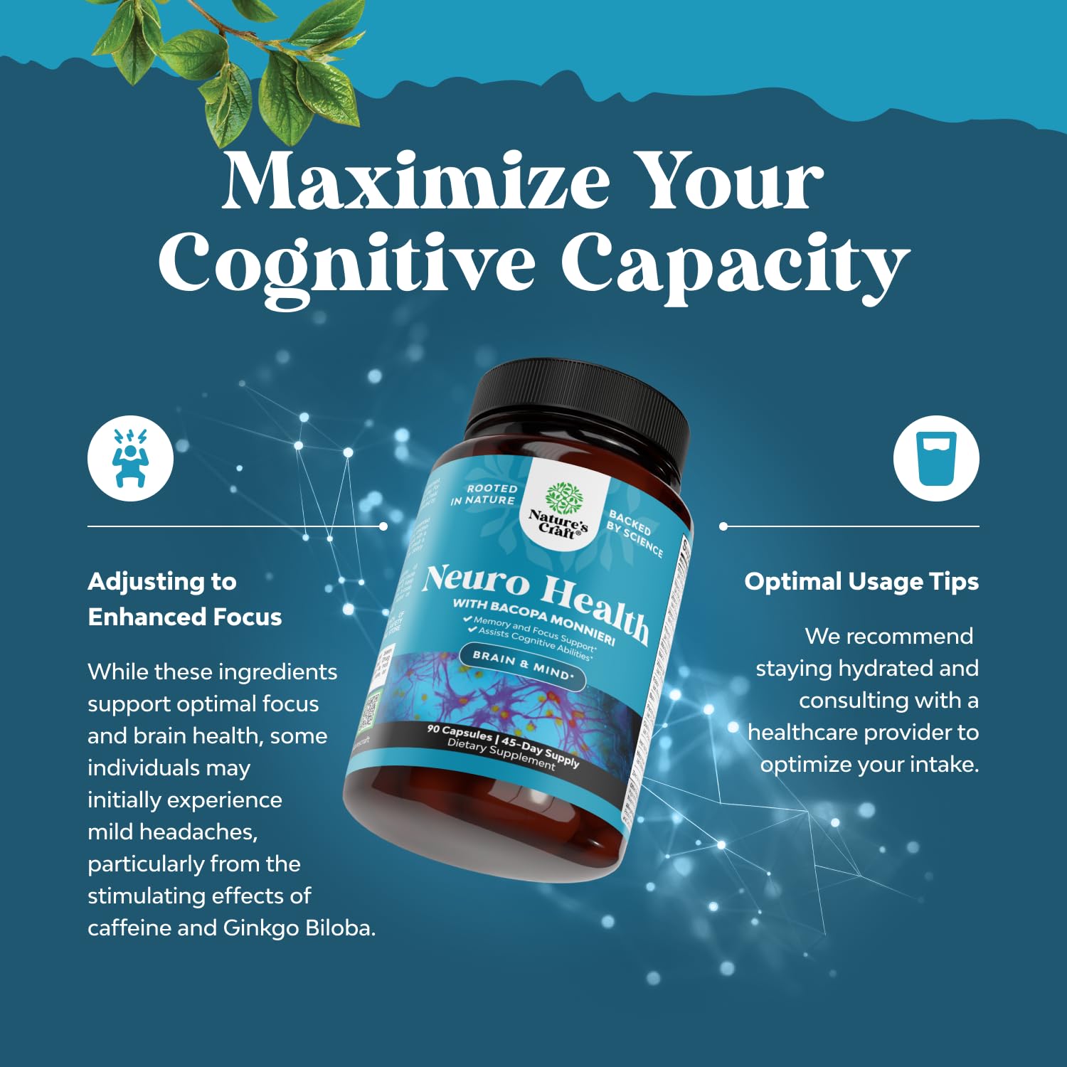 Nootropic Brain Supplement for Memory and Focus Support - Vitamins for Mental Support & Clarity with Bacopa Monnieri, VIT A, B6, Riboflavin, Niacin Natures Craft buy supplements canada