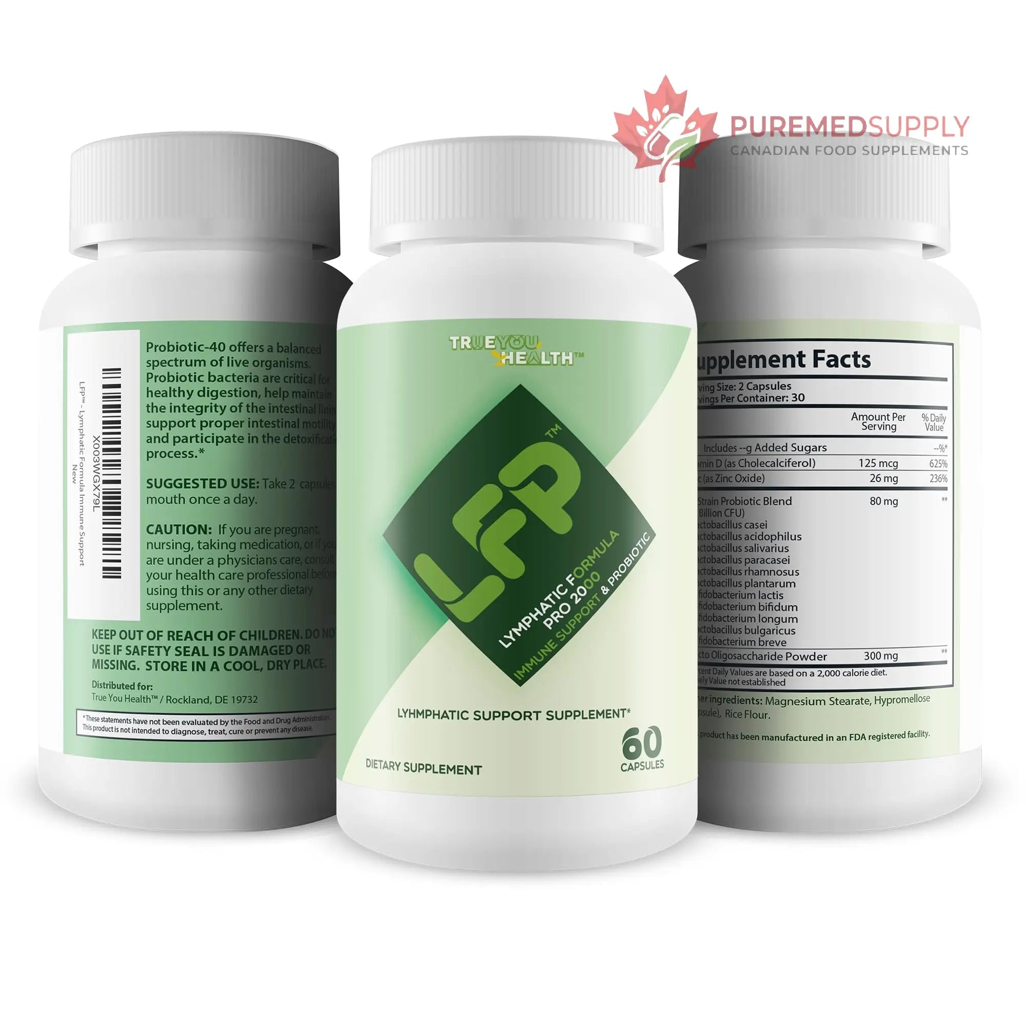 LFP - Lymphatic Formula Pro 2000 Immune Support & Probiotic - Lymphatic Support Supplement to Promote Healthy Immune System & Lymphatic Function - Aid Immune Response, Gut Health, & Overall Health True You Health buy supplements canada