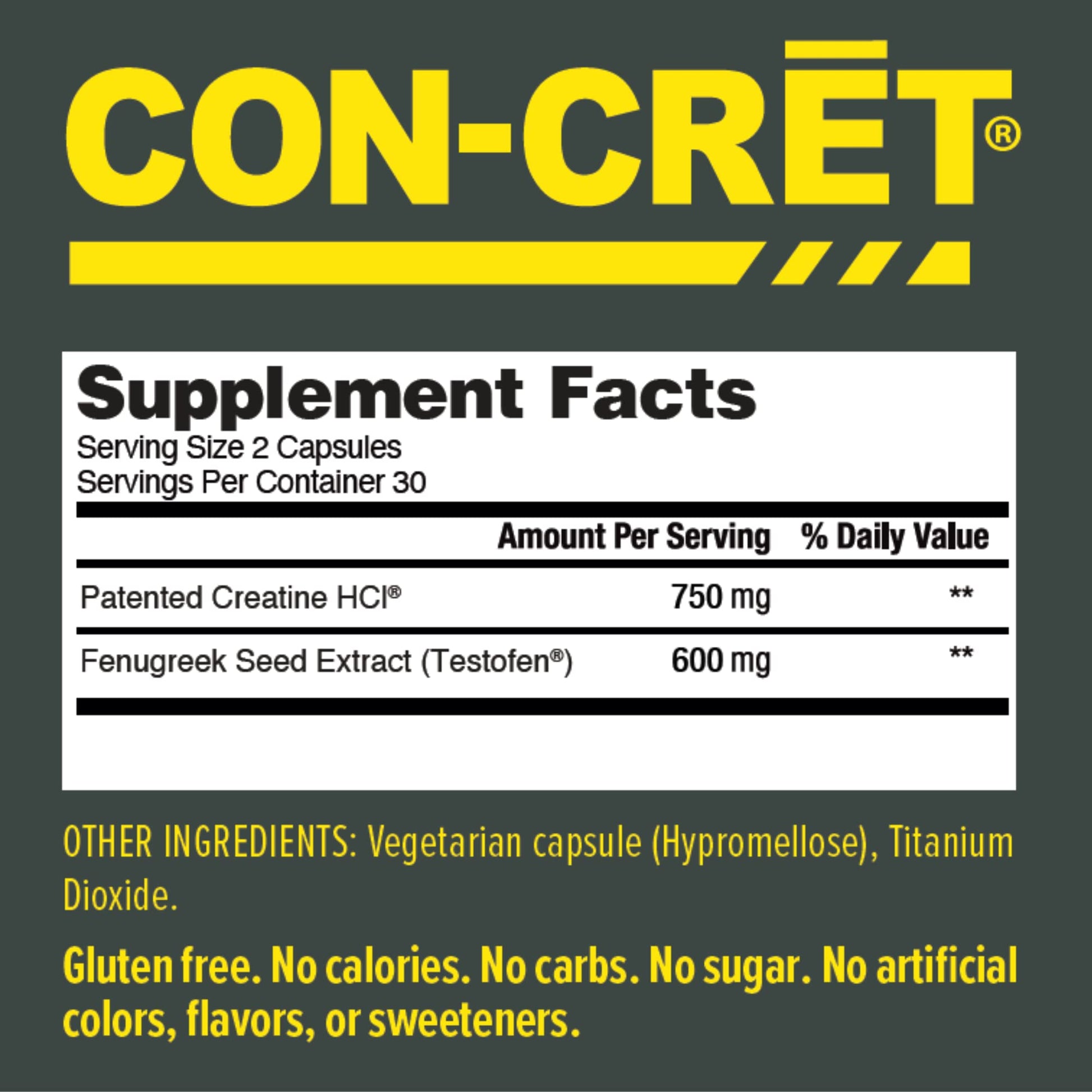 CON-CRET®+ Test, CON-CRET® Patented Creatine HCl Now with Testofen®, Boost Testosterone Levels, 60 Capsules CON-CRET buy supplements canada