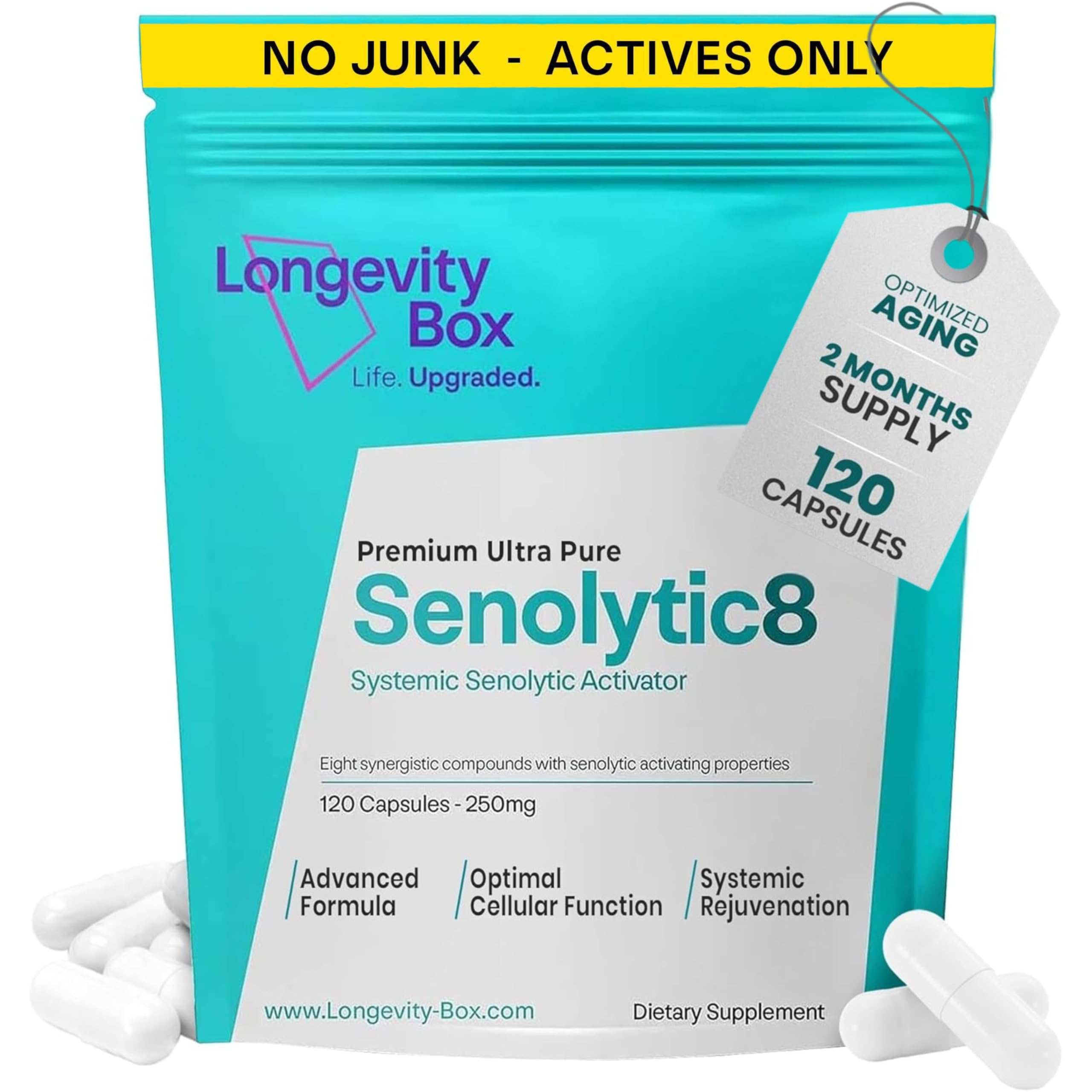 Senolytic Anti-Aging Supplement | Fisetin, Quercetin,NAC, Gamma Tocotrienols | 8-in-1 Cellular Regeneration & Longevity Formula | Boost Energy, Mental Clarity & Healthspan | 120 Vegan Capsules Longevity Box buy supplements canada