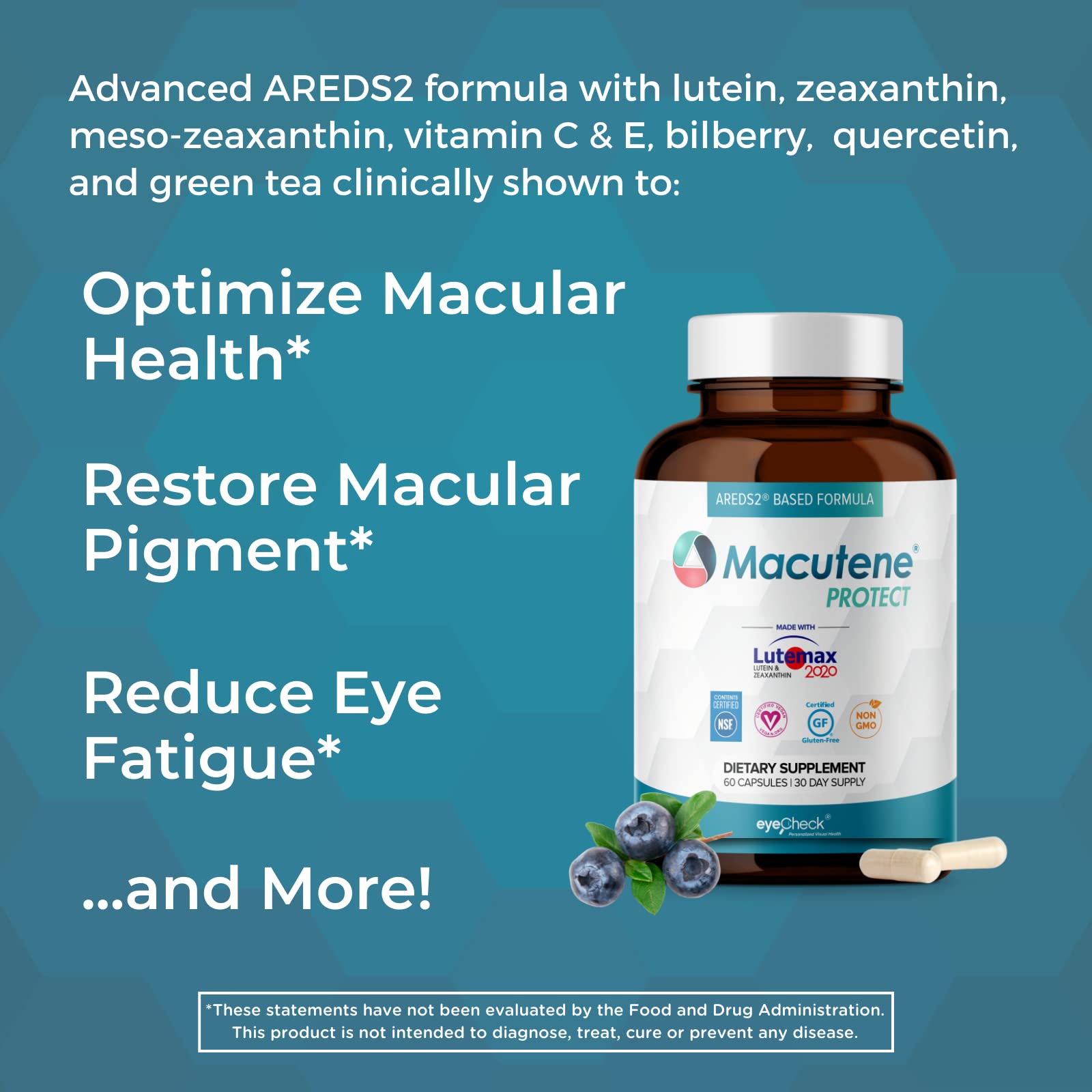 Natural Eye Health Vitamins with Bilberry Zeaxanthin Lutein - Macular Supp Eyecheck buy supplements canada