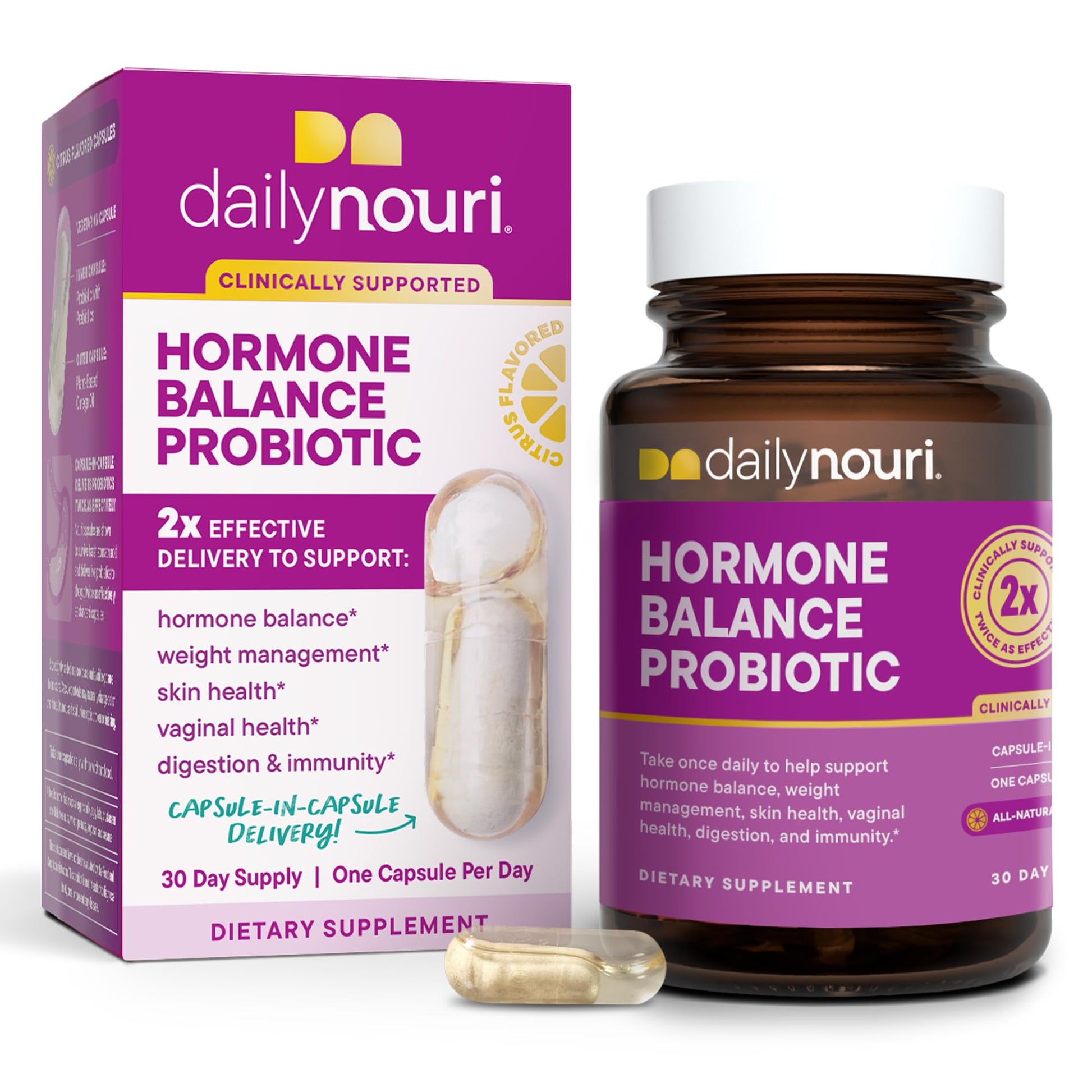 Daily Nouri Hormone Balance Probiotics for Women | Hormonal Balance Support | Vaginal pH + Gut Health | 7 Clinically Studied Strains + Omega | 30-Day Supply Daily Nouri buy supplements canada