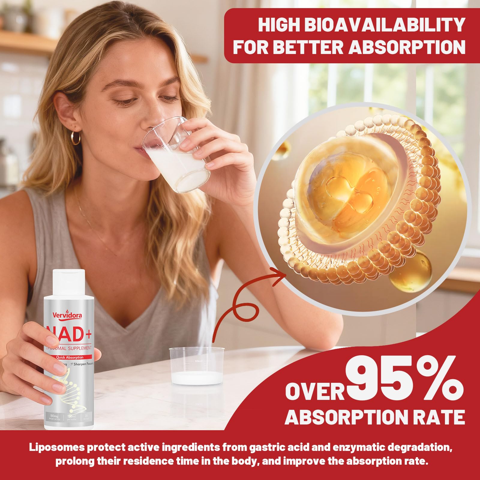 Vervidora Liposomal NAD+ Supplement, NAD+ Liquid Supplement with High Absorption for Anti-Aging, Cellular Health, Enhance Focus, Energy&Metabolism Support, Liposomal NAD+ Supplements for Women& Men Vervidora buy supplements canada