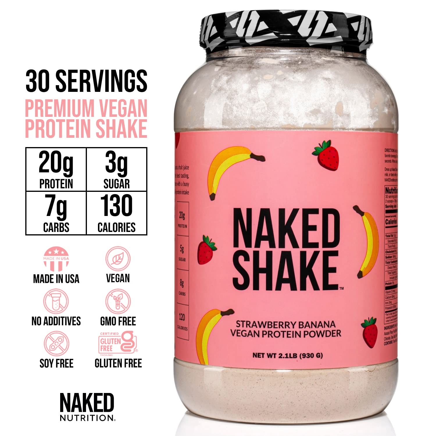 NAKED nutrition Naked Shake - Vegan Protein Powder, Strawberry Banana - Flavored Plant NAKED buy supplements canada