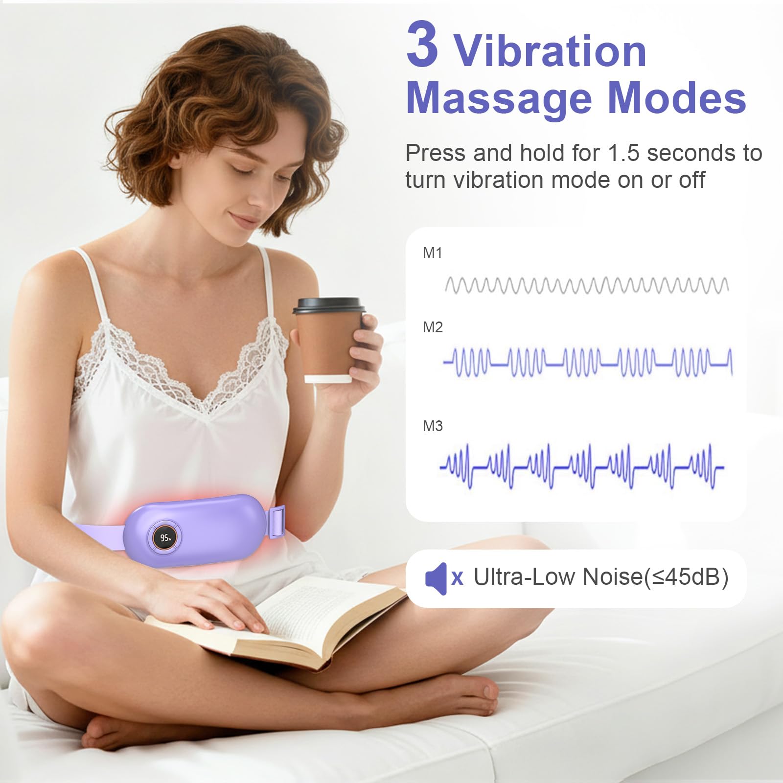 Heating Pad for Period Cramps, 3 Heat Levels and 3 Massage Modes, Portable Heating Pad for Menstrual Cramps Relief, Electric Heat Belt, Christmas Gifts for Women and Girl Stocking Stuffers(Purple) SZO buy supplements canada