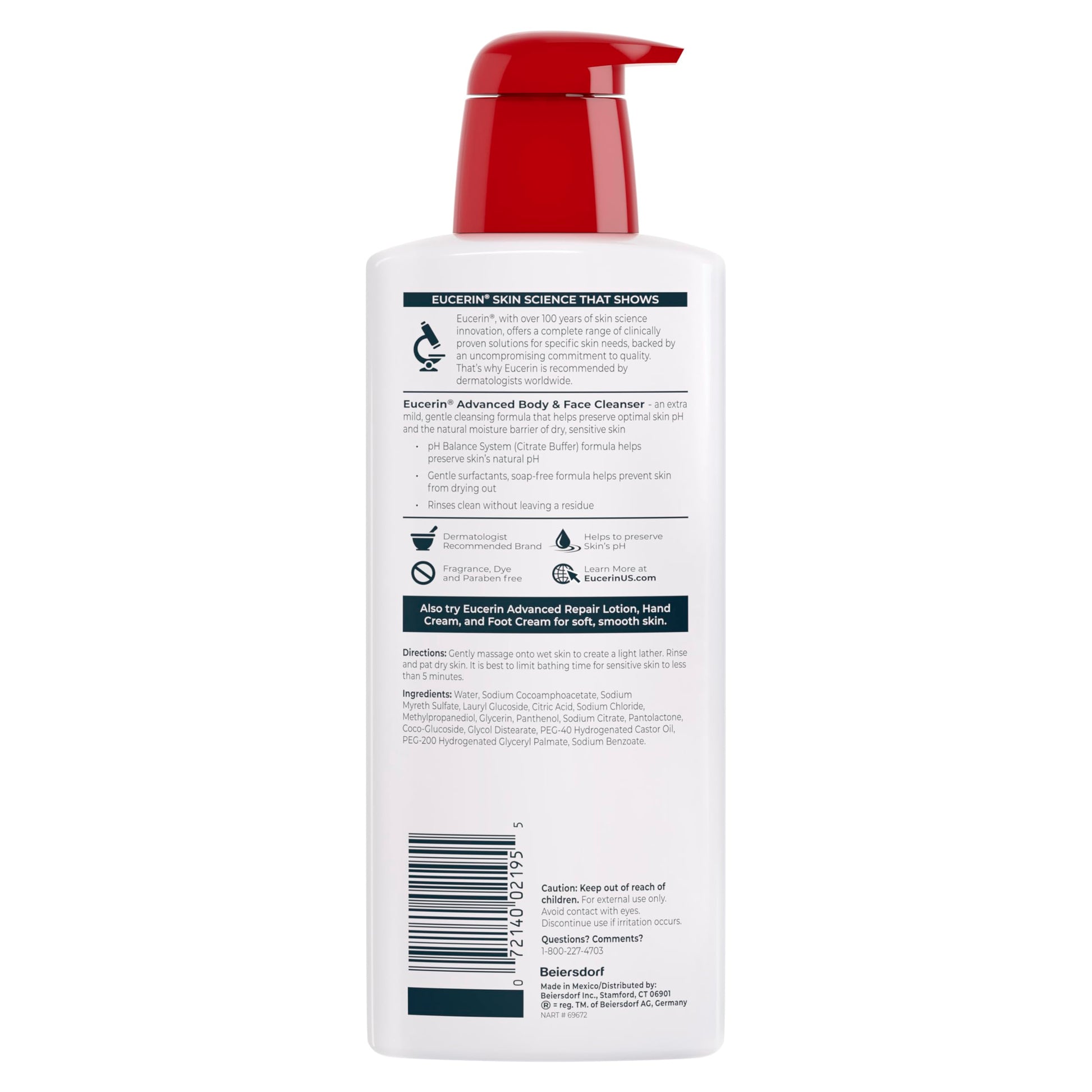 Eucerin Advanced Cleansing Body & Face Cleanser - Fragrance & Soap Free for Dry, Sensitive Skin - 16.9 fl. oz Bottle Eucerin buy supplements canada