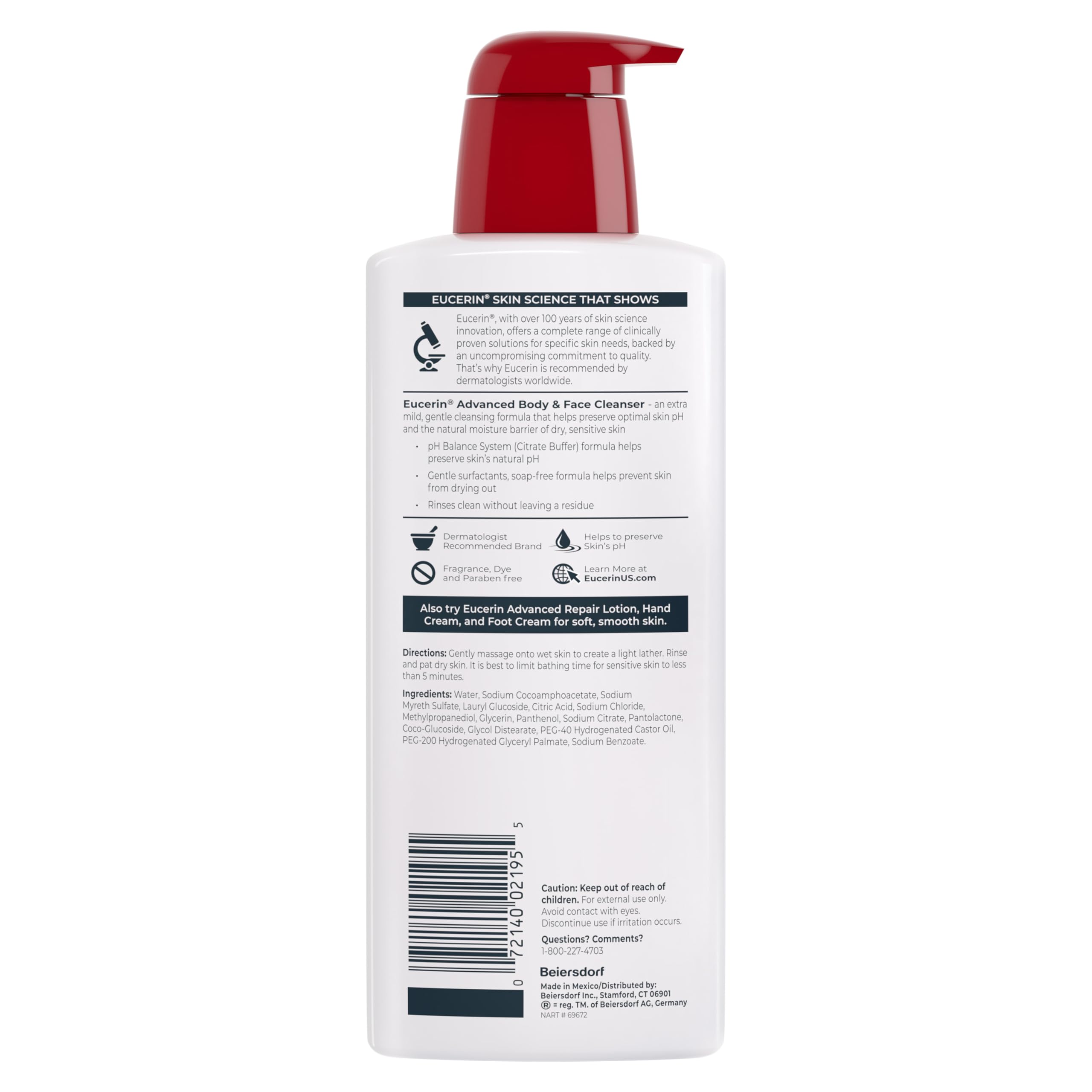 Eucerin Advanced Cleansing Body & Face Cleanser - Fragrance & Soap Free for Dry, Sensitive Skin - 16.9 fl. oz Bottle Eucerin buy supplements canada