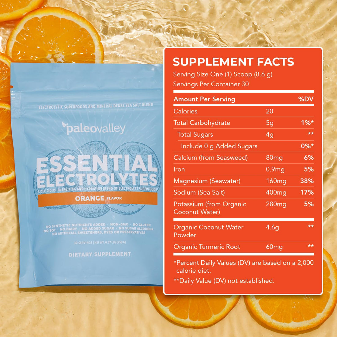 Paleovalley Essential Electrolytes Powder - Full Spectrum Orange Electrolyte Powder for Hydration, Energy and Muscle Recovery - No Sugar Added - 30 Servings Paleovalley buy supplements canada
