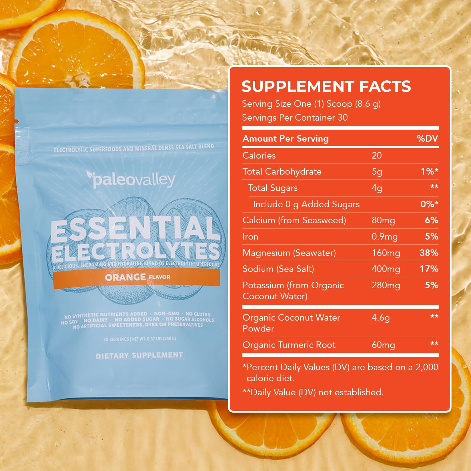 Paleovalley Essential Electrolytes Powder - Full Spectrum Orange Electrolyte Powder for Hydration, Energy and Muscle Recovery - No Sugar Added - 30 Servings Paleovalley buy supplements canada